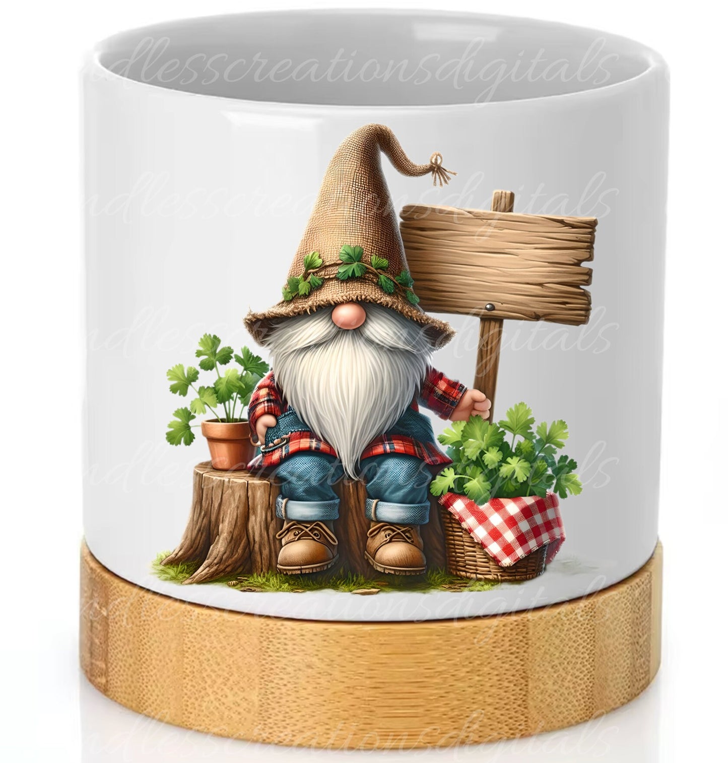 HERB PLANT POT gnomes sublimation png, transparent for sublimation high resolution, 5 files, add your own text