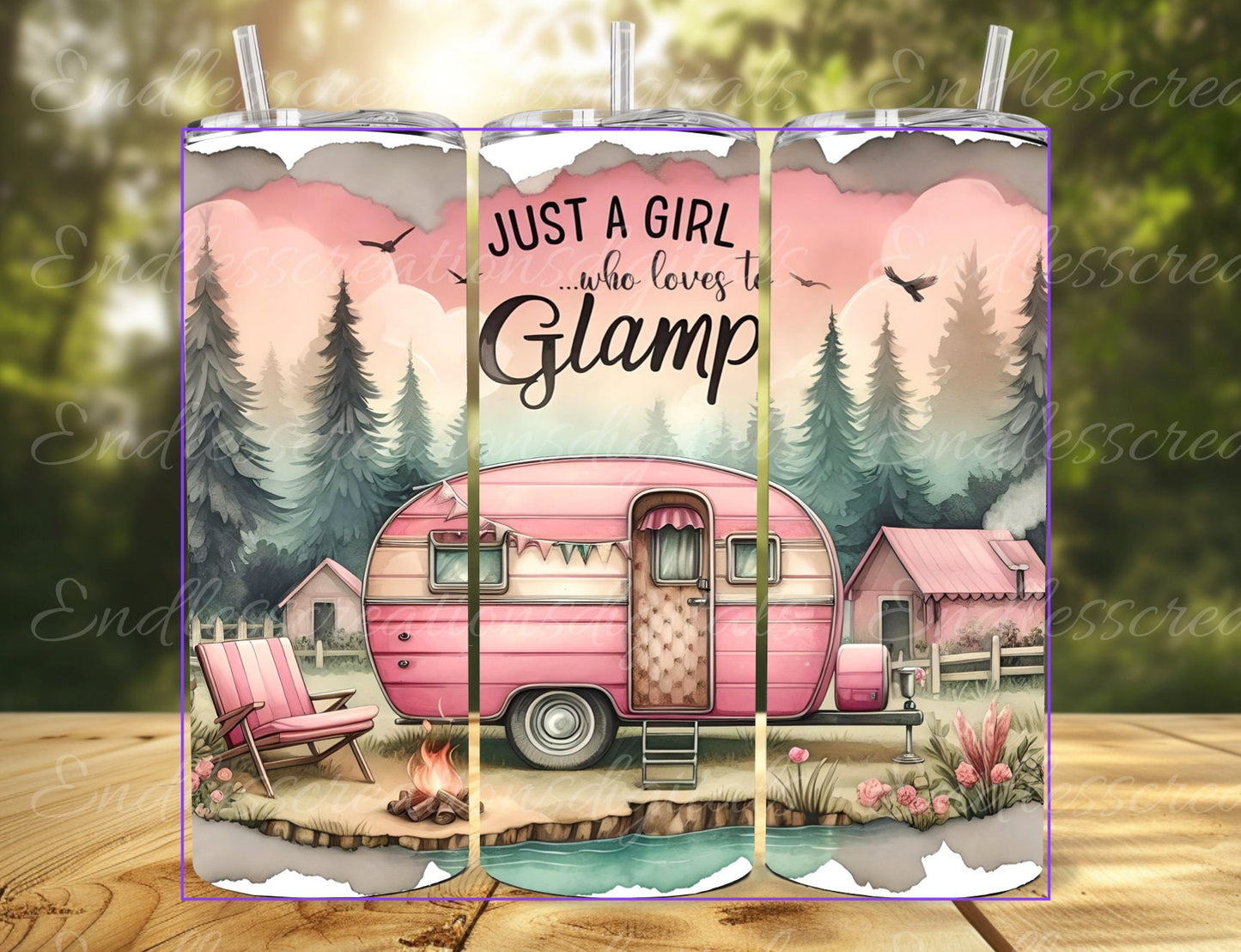 CAMPING TUMBLER SUBLIMATION design for 20 oz tumbler, high quality 300 Dpi, 2 files, 1 add your own text