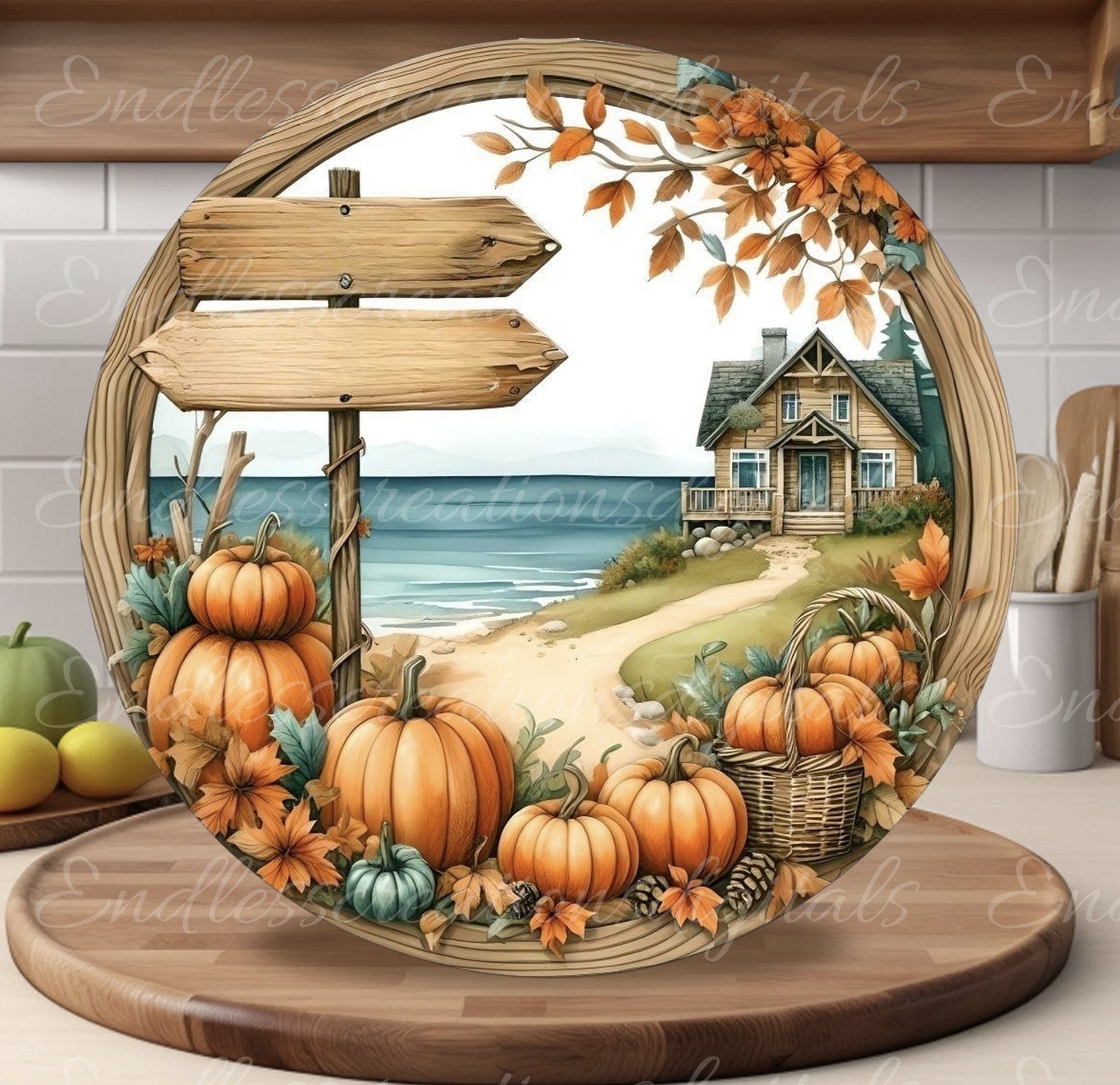 FALL LAKEHOUSE DOOR hanger, wreath sign, round cutting board png, for sublimation high resolution 2 files for download, 1 add your own text