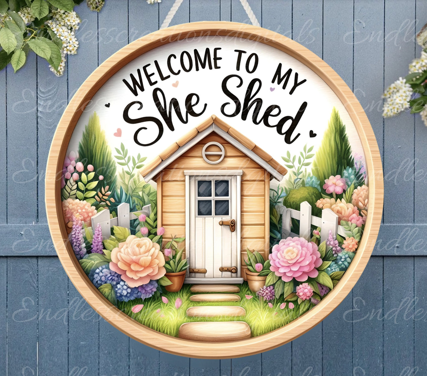 SHE SHED DOOR hanger, wreath sign png, for sublimation high resolution