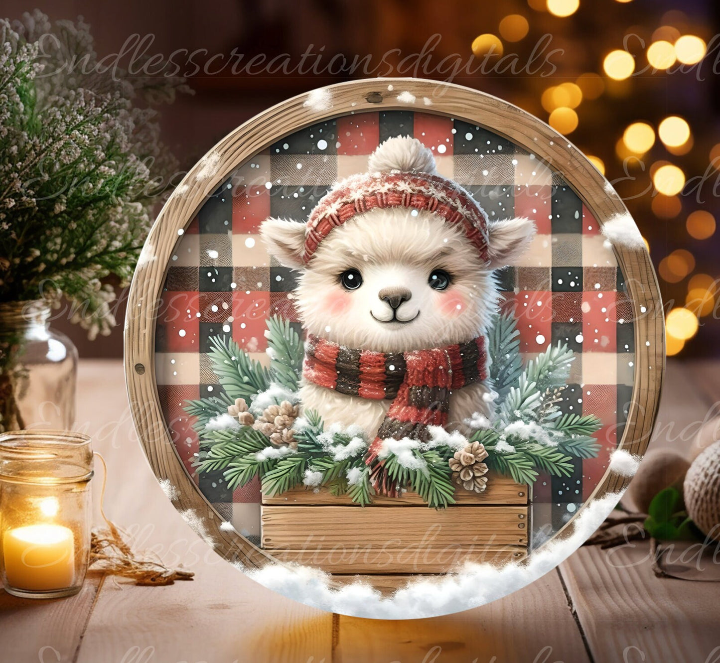 BABY CRIA WINTER door hanger, wreath sign, round cutting board, ornament, png, for sublimation high resolution, 2 files, 1 blank