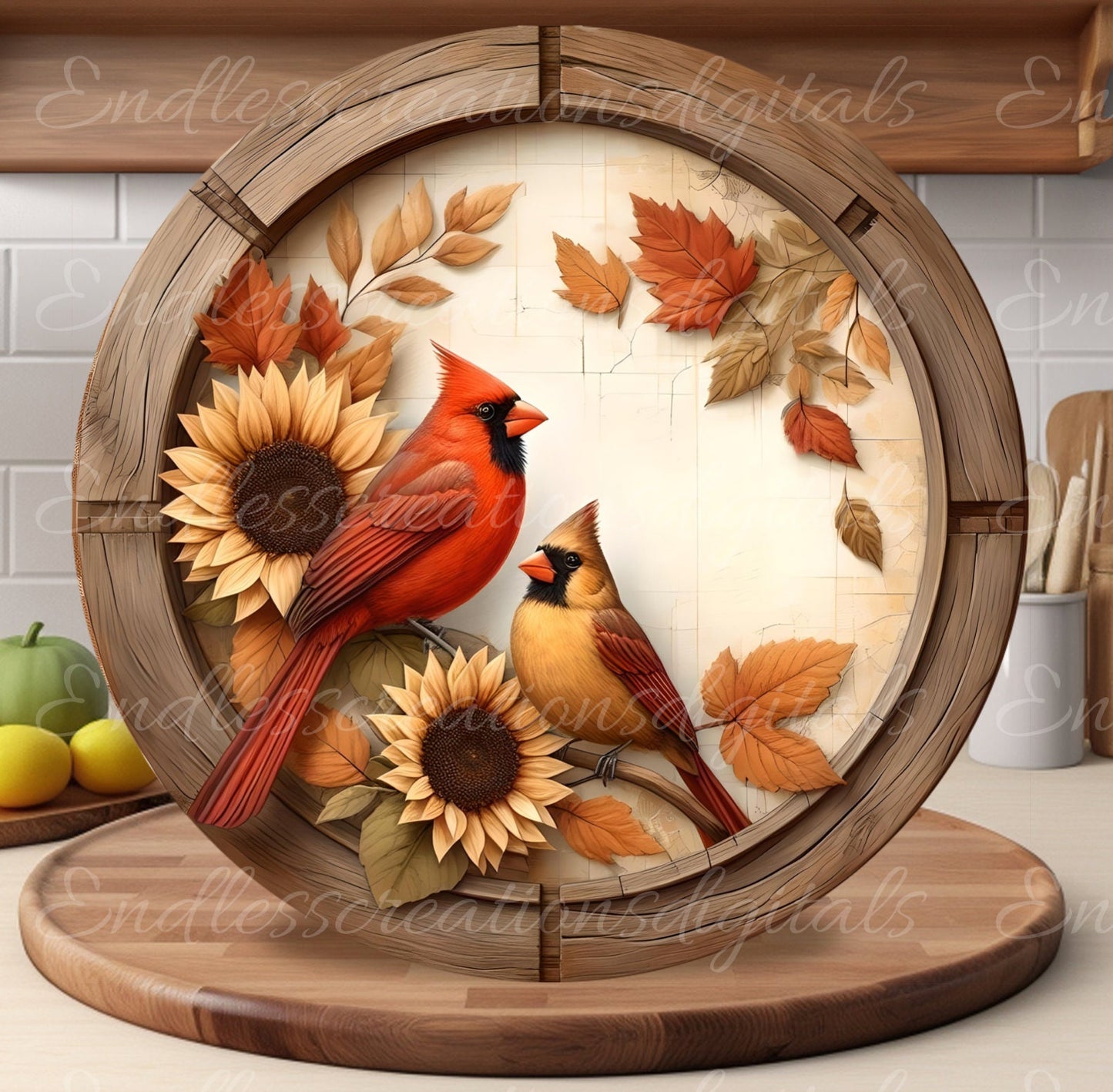 FALL CARDINALS DOOR hanger, wreath sign, round cutting board png, for sublimation high resolution 2 files for download, 1 add your own text