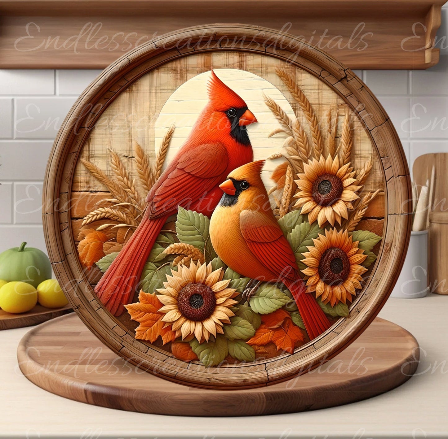 FALL CARDINALS SUNFLOWER ROUND