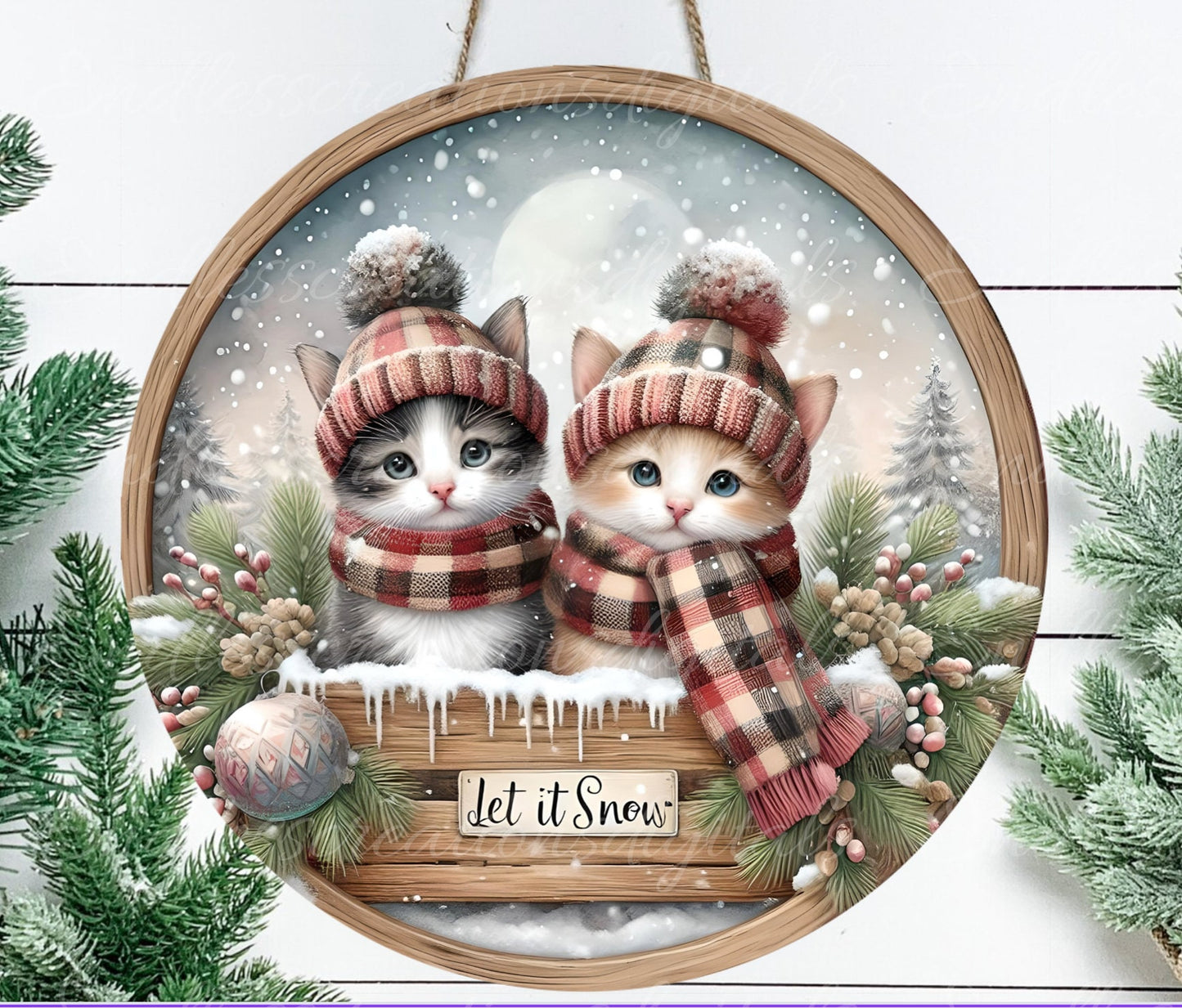 WINTER KITTENS ROUND
