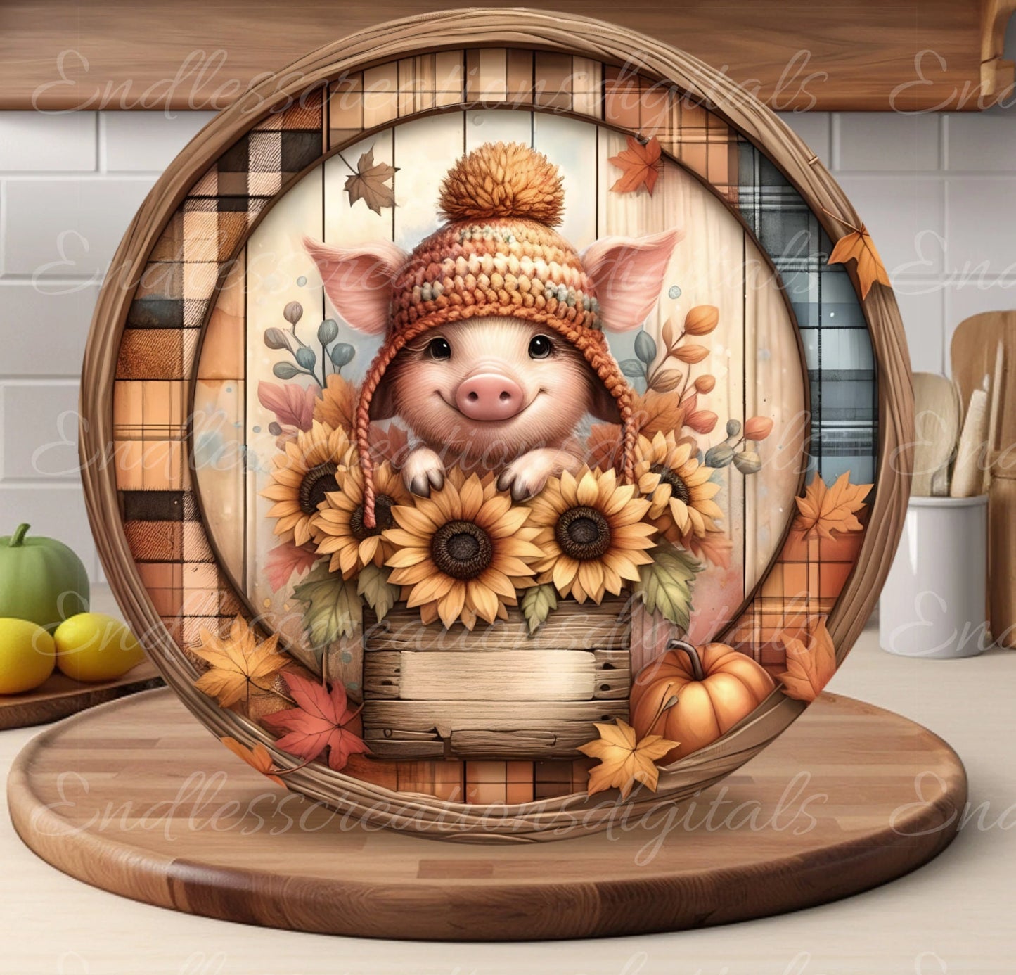 FALL PIG SUBLIMATION ROUND