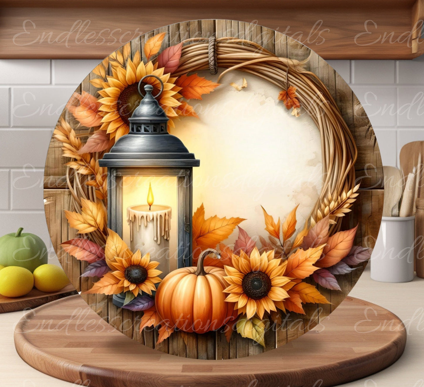 FALL DOOR HANGER, wreath sign, round cutting board png, for sublimation high resolution 2 files for download, 1 add your own text