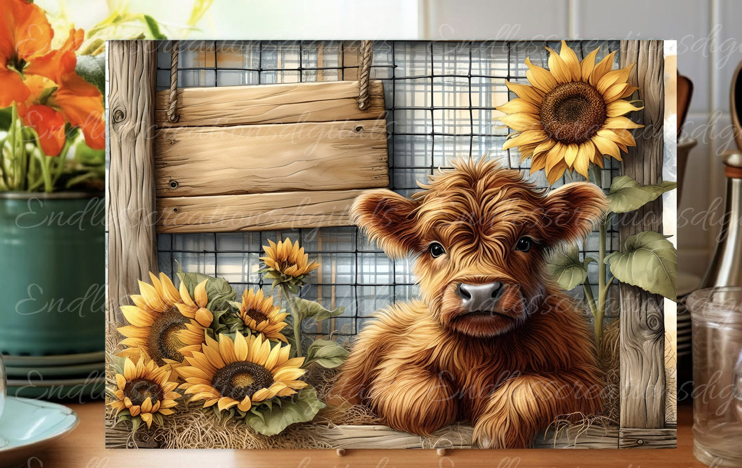 HIGHLAND COW CUTTING board, sublimation high resolution, can be resized, add your own text, 1 file for download