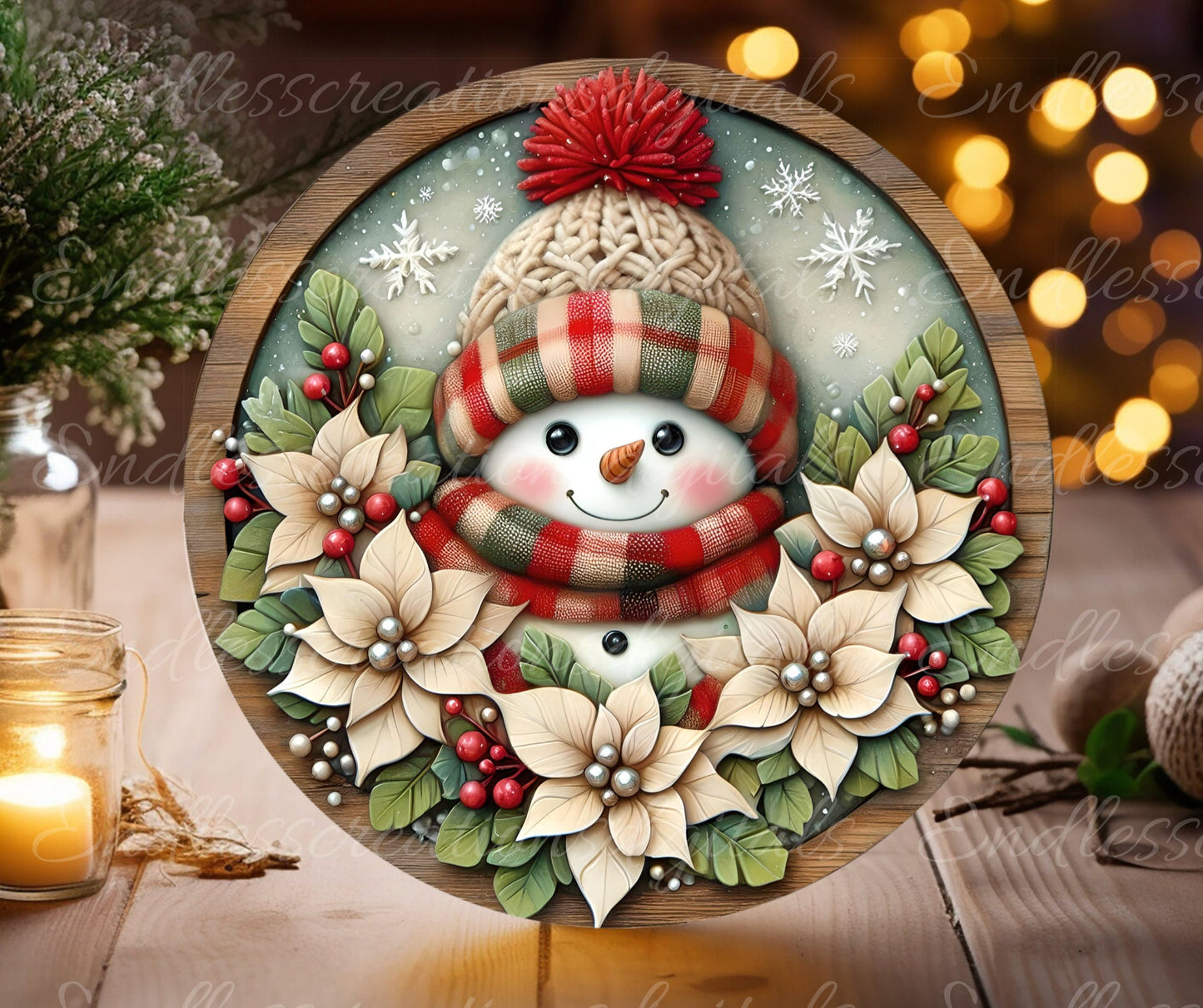 GREEN RED SNOWMAN door hanger, wreath sign, round cutting board, tree ornament etc. png, for sublimation high resolution, can be resized