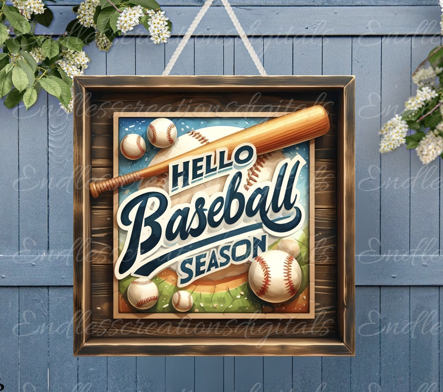 BASEBALL DOOR HANGER, wreath sign, png, 300DPI high resolution
