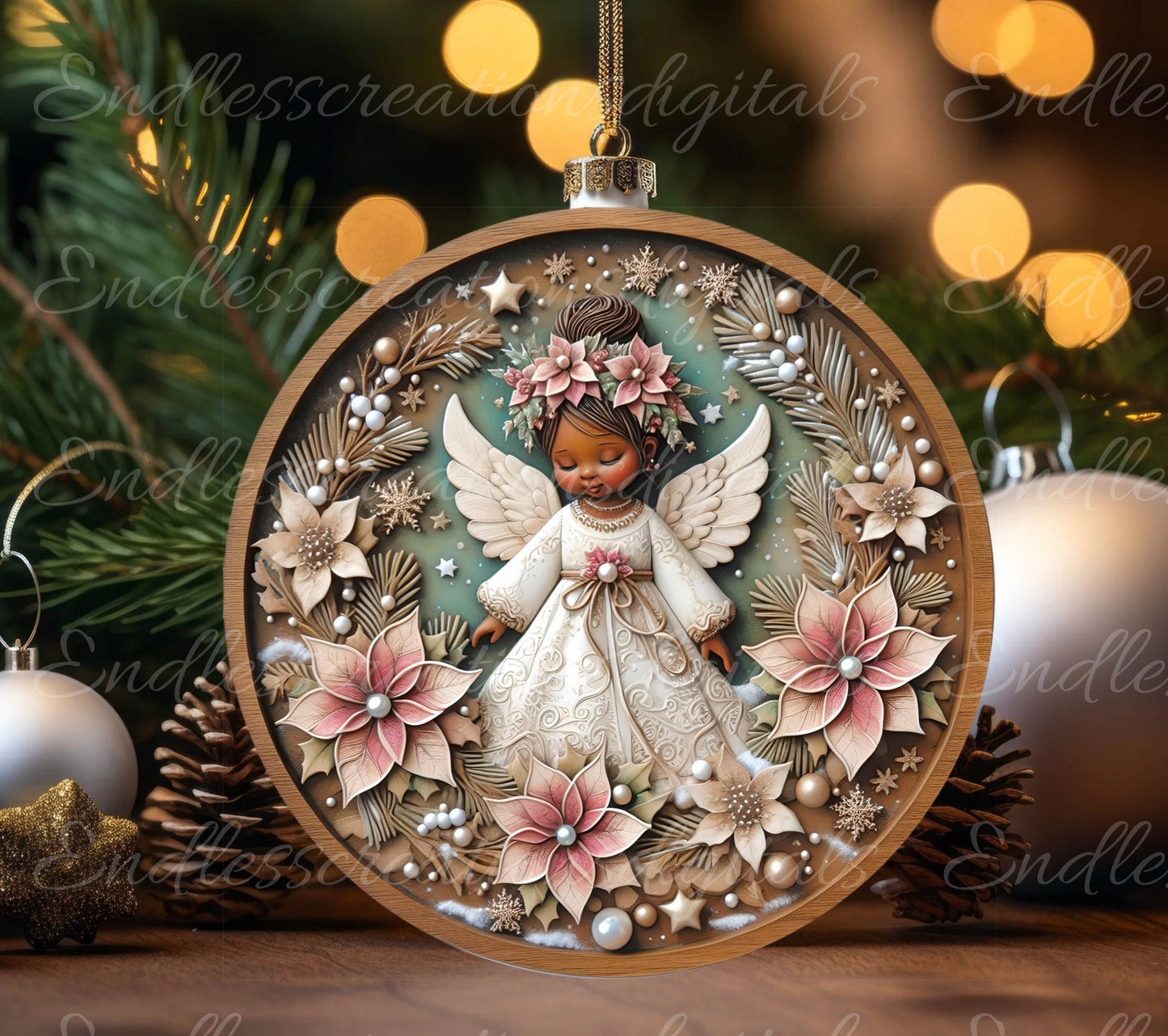 AFRICAN AMERICAN ANGEL round door hanger, wreath sign, round cutting board, coasters etc. png, sublimation high resolution, can be resized