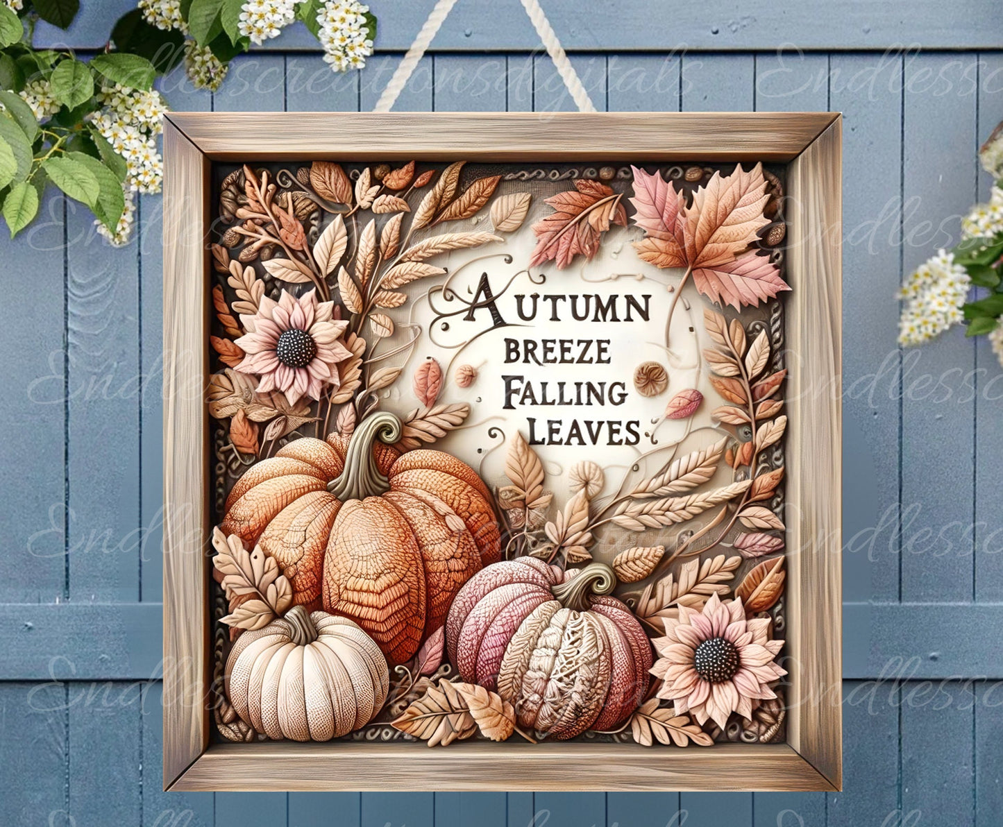 FALL SQUARE DOOR hanger, wreath sign, square cutting board png, for sublimation high resolution 2 files for download, 1 add your own text