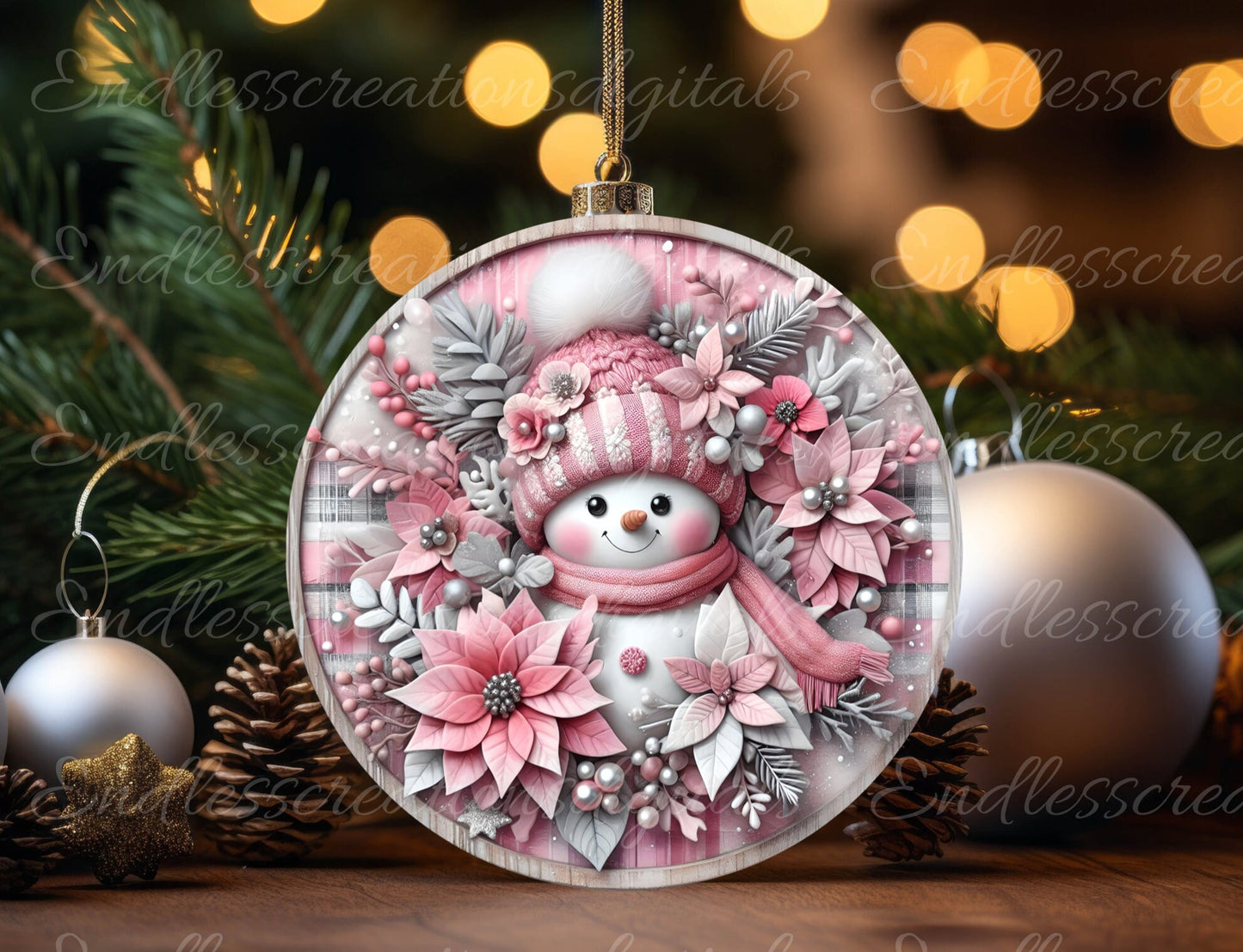 PINK SNOWMAN DOOR hanger, wreath sign, round cutting board, tree ornament etc. png, for sublimation high resolution,