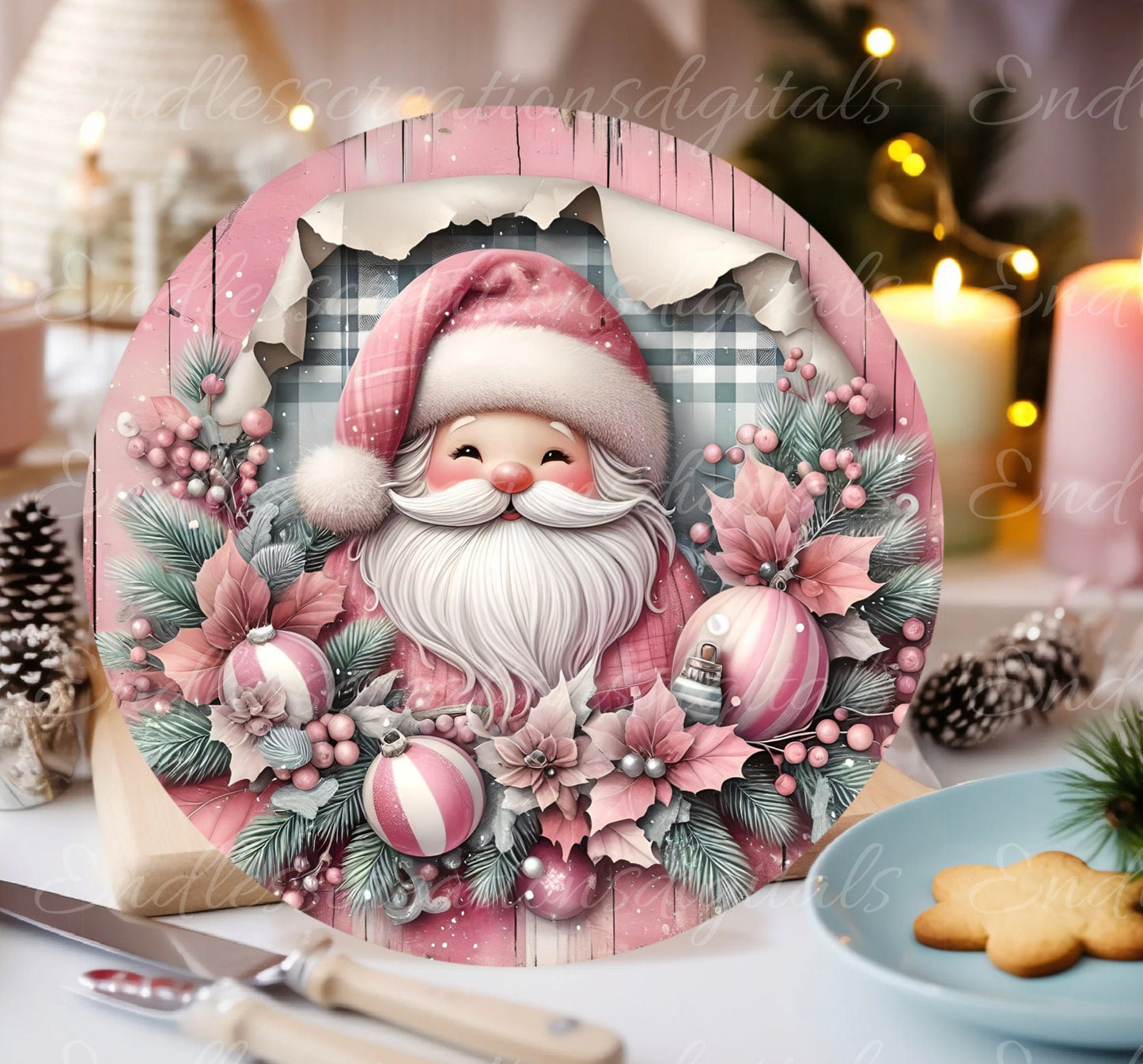 PINK SANTA CHRISTMAS ROUND