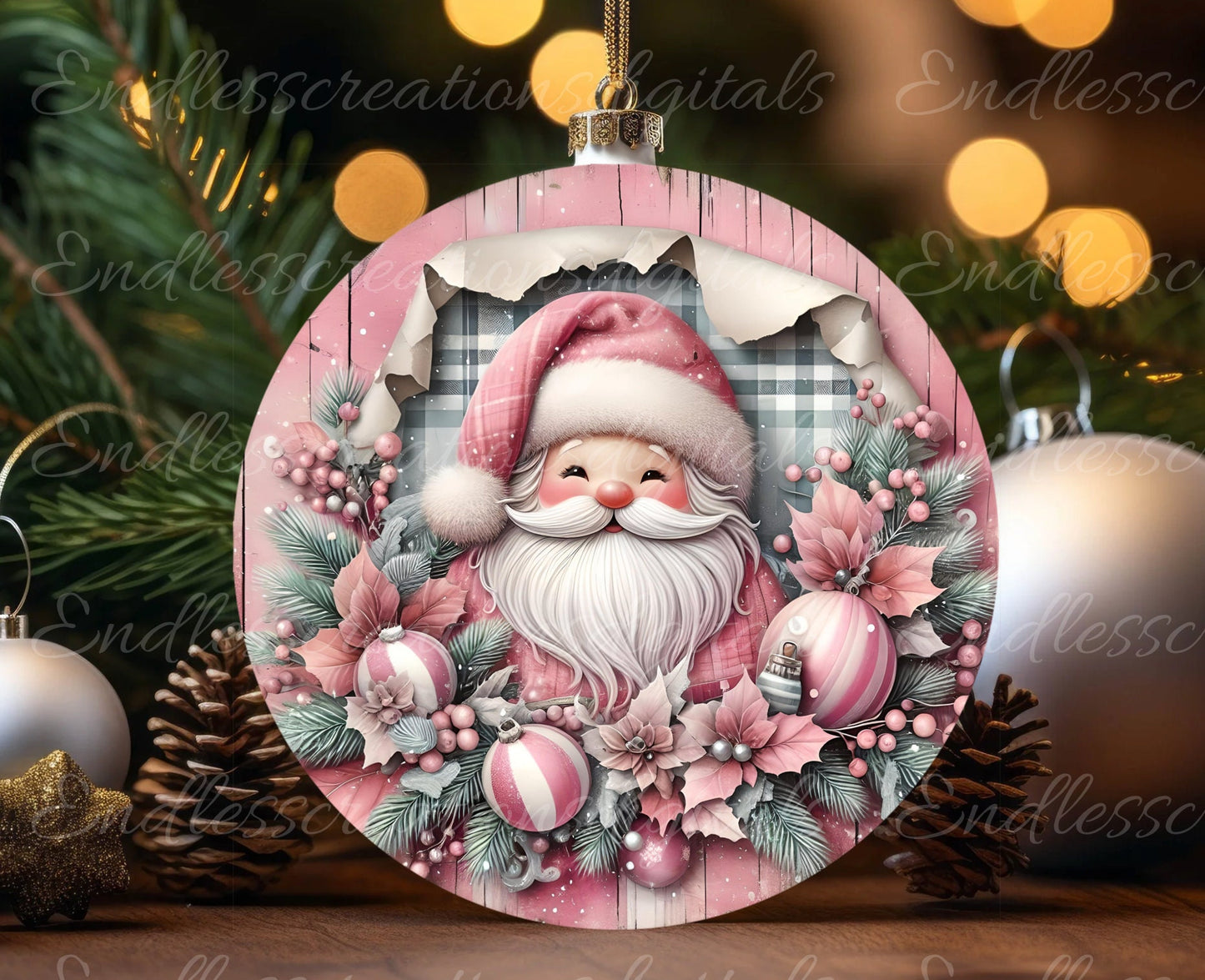 PINK SANTA CHRISTMAS ROUND