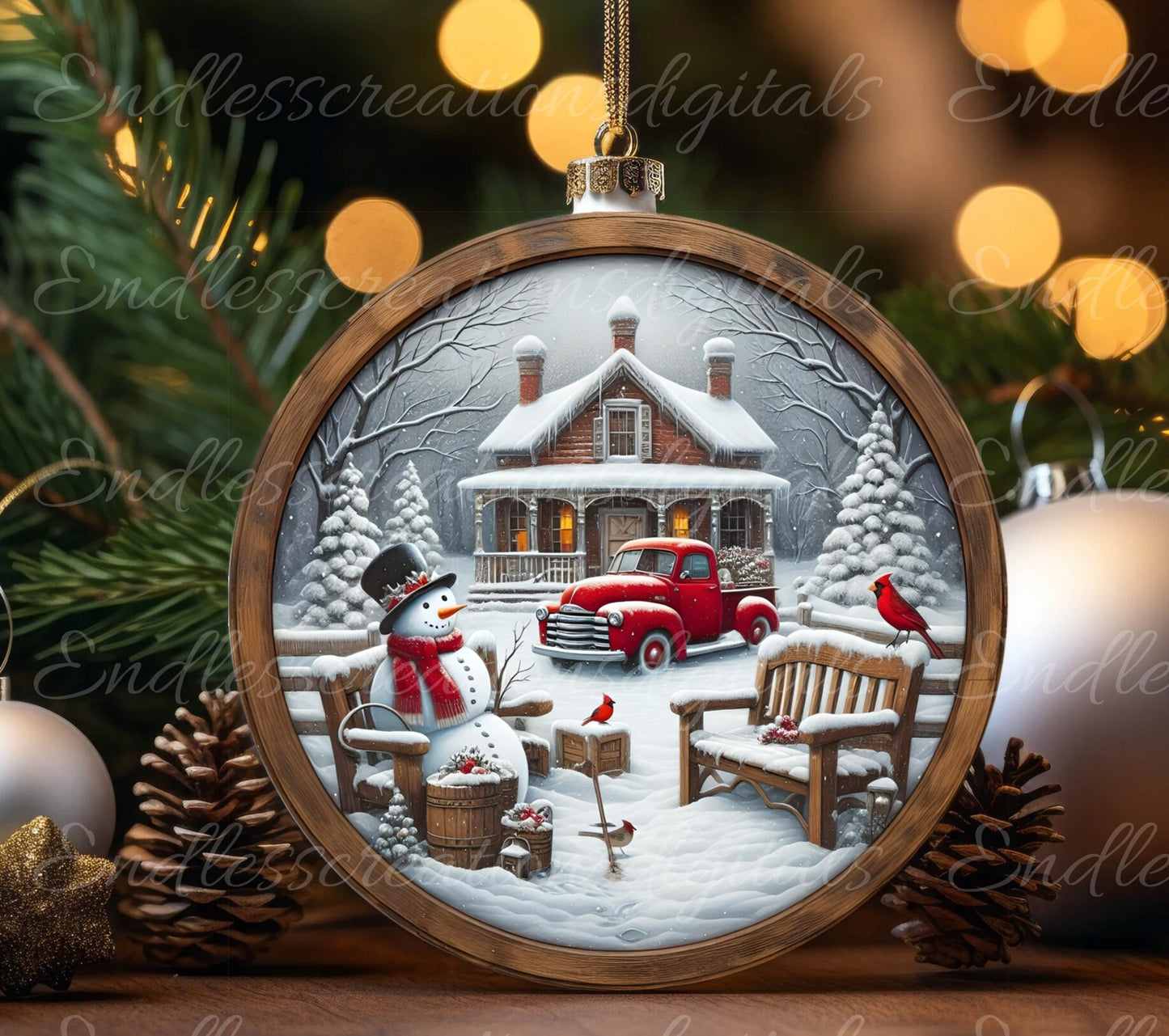 RED TRUCK CABIN door hanger, wreath sign, round cutting board, for sublimation high resolution 2 files for download 1 add your own text