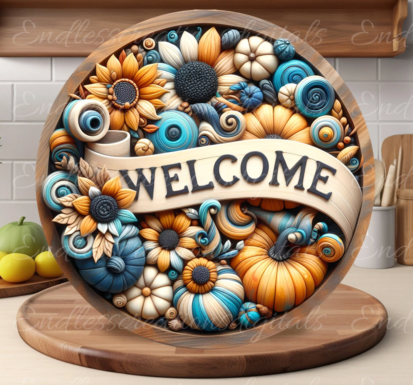 FALL WELCOME DOOR hanger, wreath sign, round cutting board, for sublimation high resolution