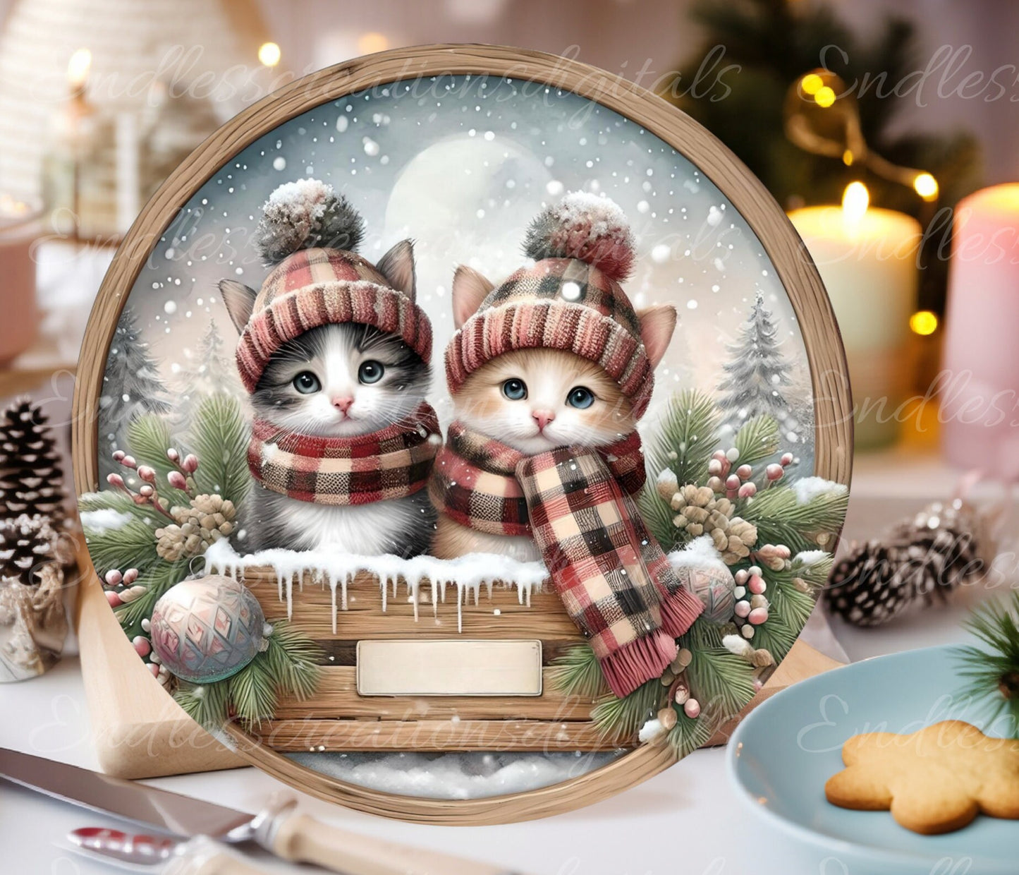 WINTER KITTENS ROUND