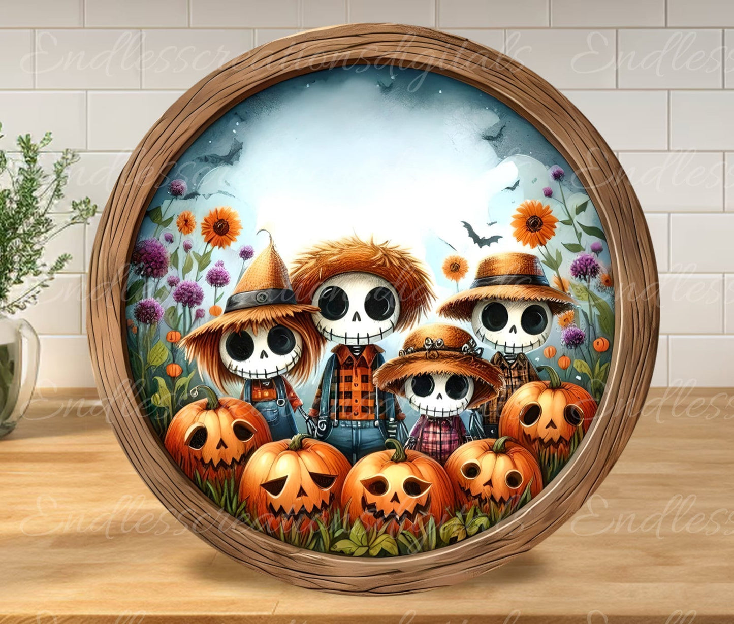 TRICK OR TREAT Door hanger, wreath sign, for sublimation high resolution 2 files, 1 add your own text
