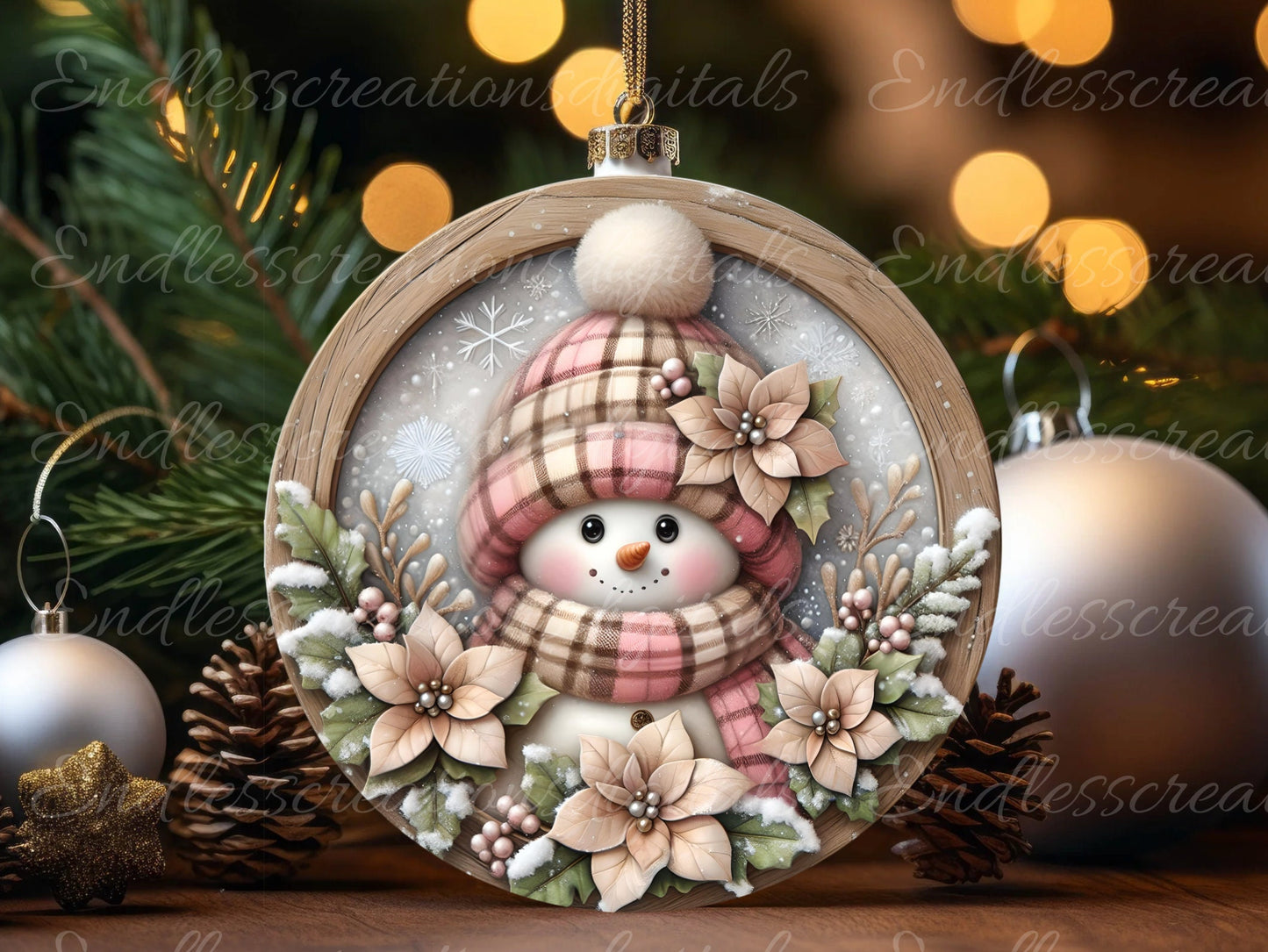 PINK SNOW DOOR hanger, wreath sign, round cutting board, tree ornament etc. png, for sublimation high resolution,