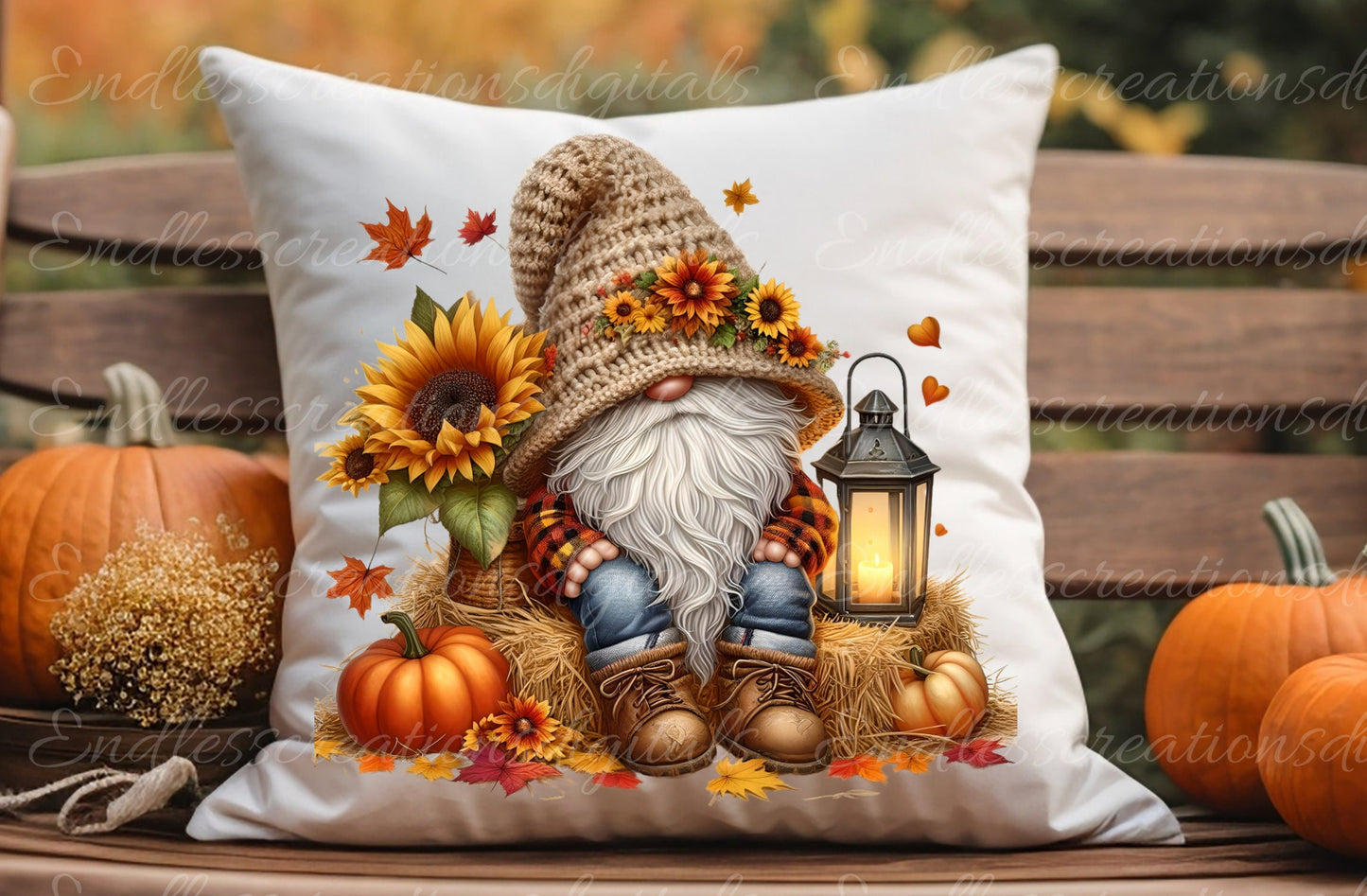 FALL GNOMES pillow covers, tea towel, tote bags etc. sublimation package of 5 high definition 300 Dpi, transparent