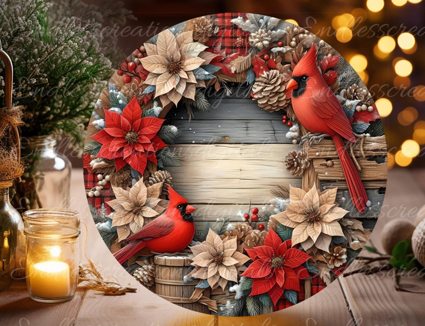 WINTER CARDINALS ROUND