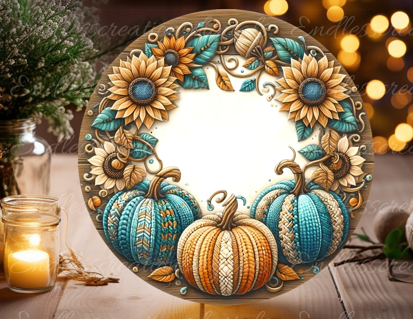 FALL ROUND DOOR hanger, wreath sign, round cutting board png, for sublimation high resolution 2 files for download, 1 add your own text