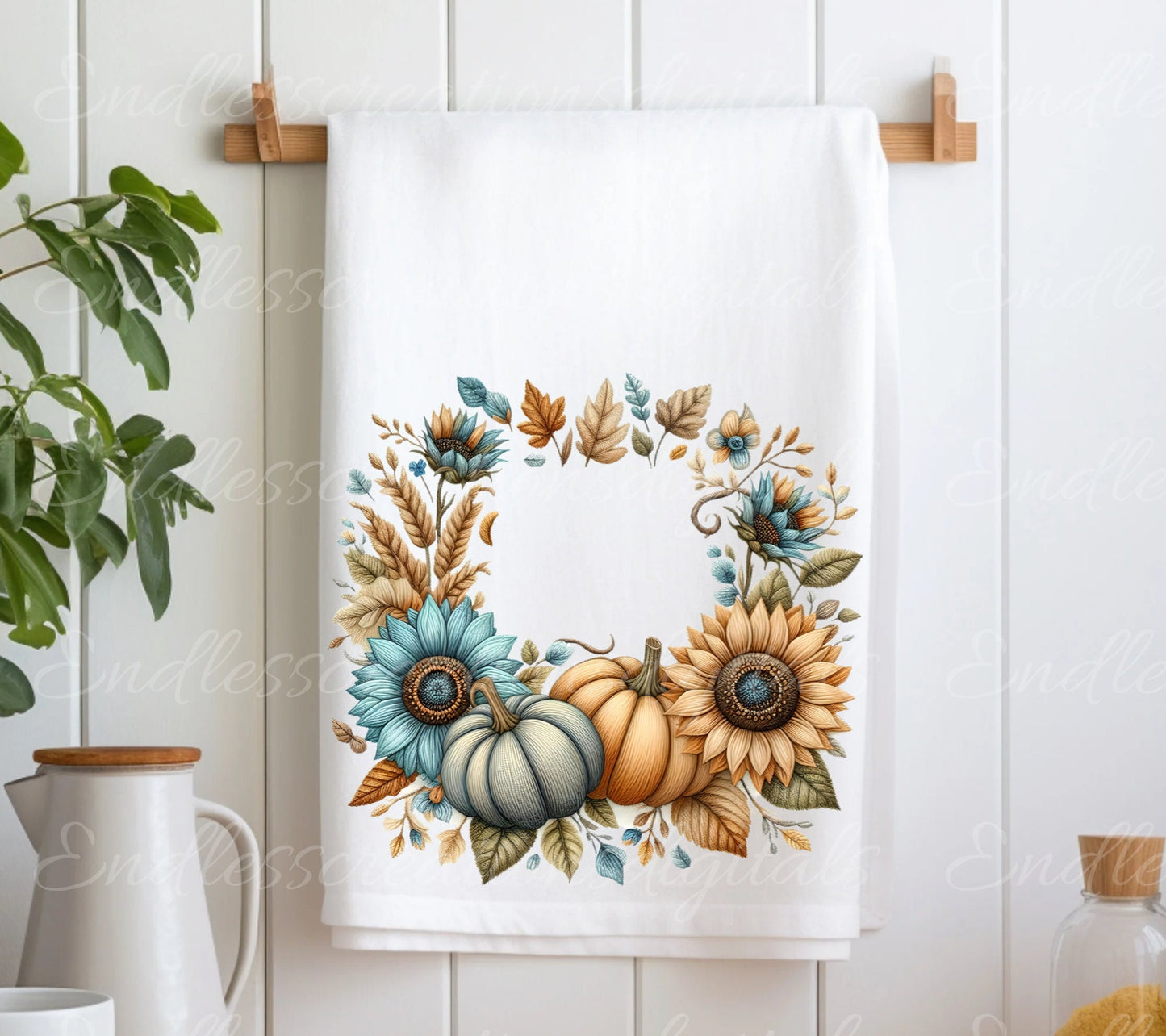 FALL EMBROIDERED LOOK pillow covers, tea towel, tote bags etc. sublimation package of 5 high definition 300 Dpi, transparent