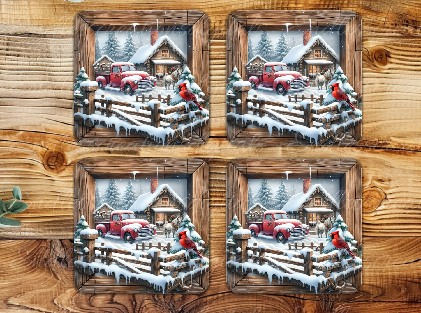 WINTER RED TRUCK