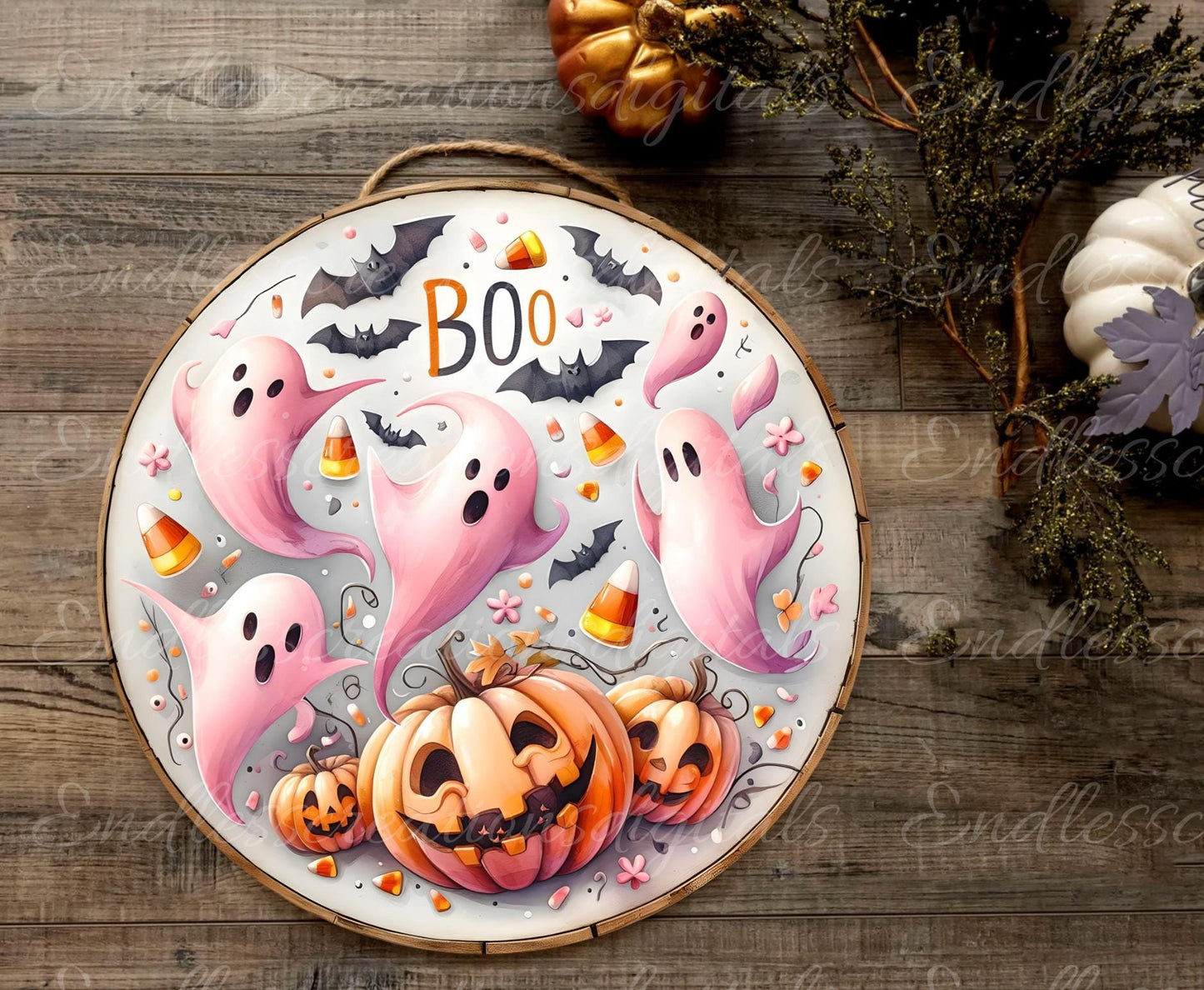 HALLOWEEN DOOR HANGER, wreath sign, round cutting board, for sublimation high resolution, 1 file for download,