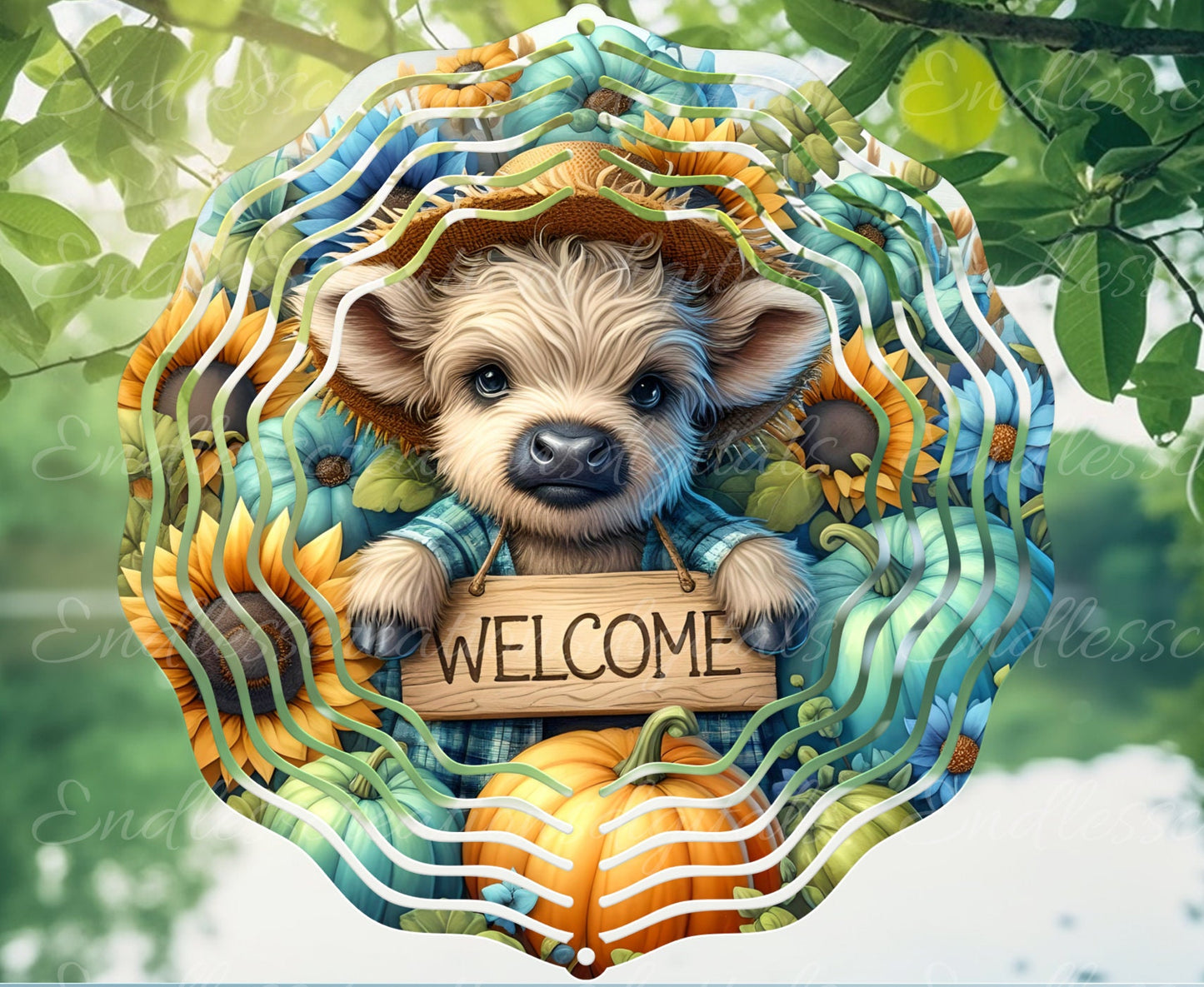FALL HIGHLAND COW door hanger, wreath sign, round cutting board, for sublimation high resolution 2 files for download, 1 add your own text