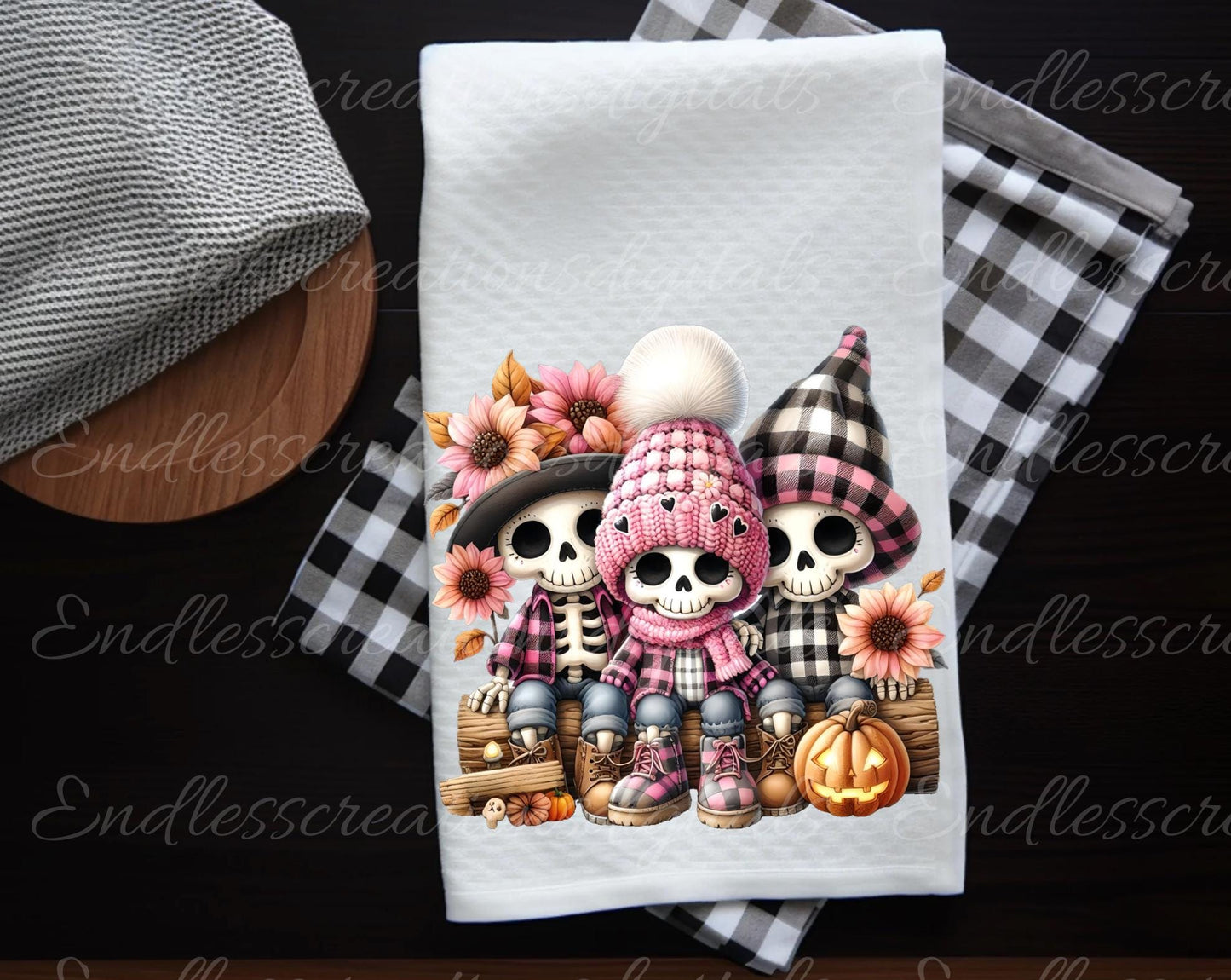 FALL SKELETON PILLOW covers, tea towel, tote bags etc. sublimation package of 5 high definition 300 Dpi, transparent, add your own text