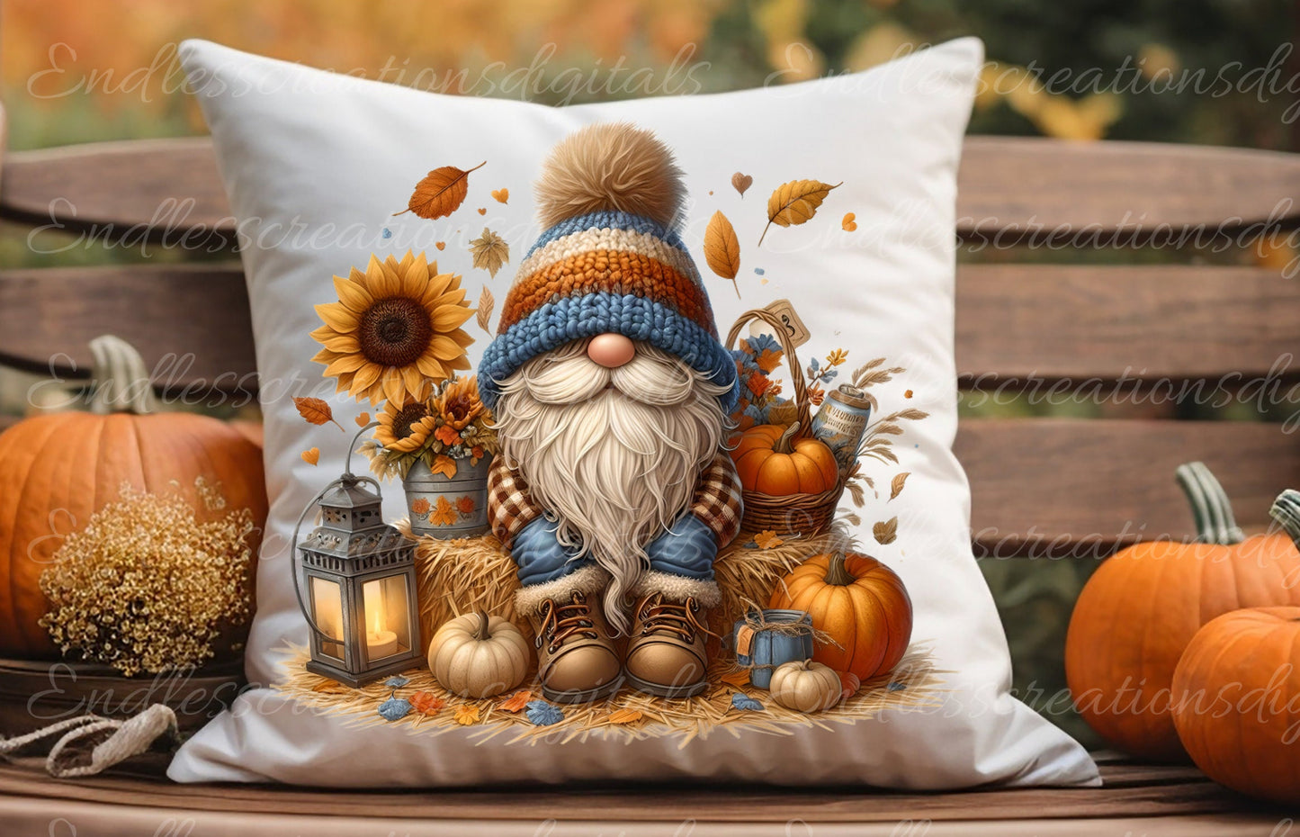 FALL GNOMES pillow covers, tea towel, tote bags etc. sublimation package of 5 high definition 300 Dpi, transparent