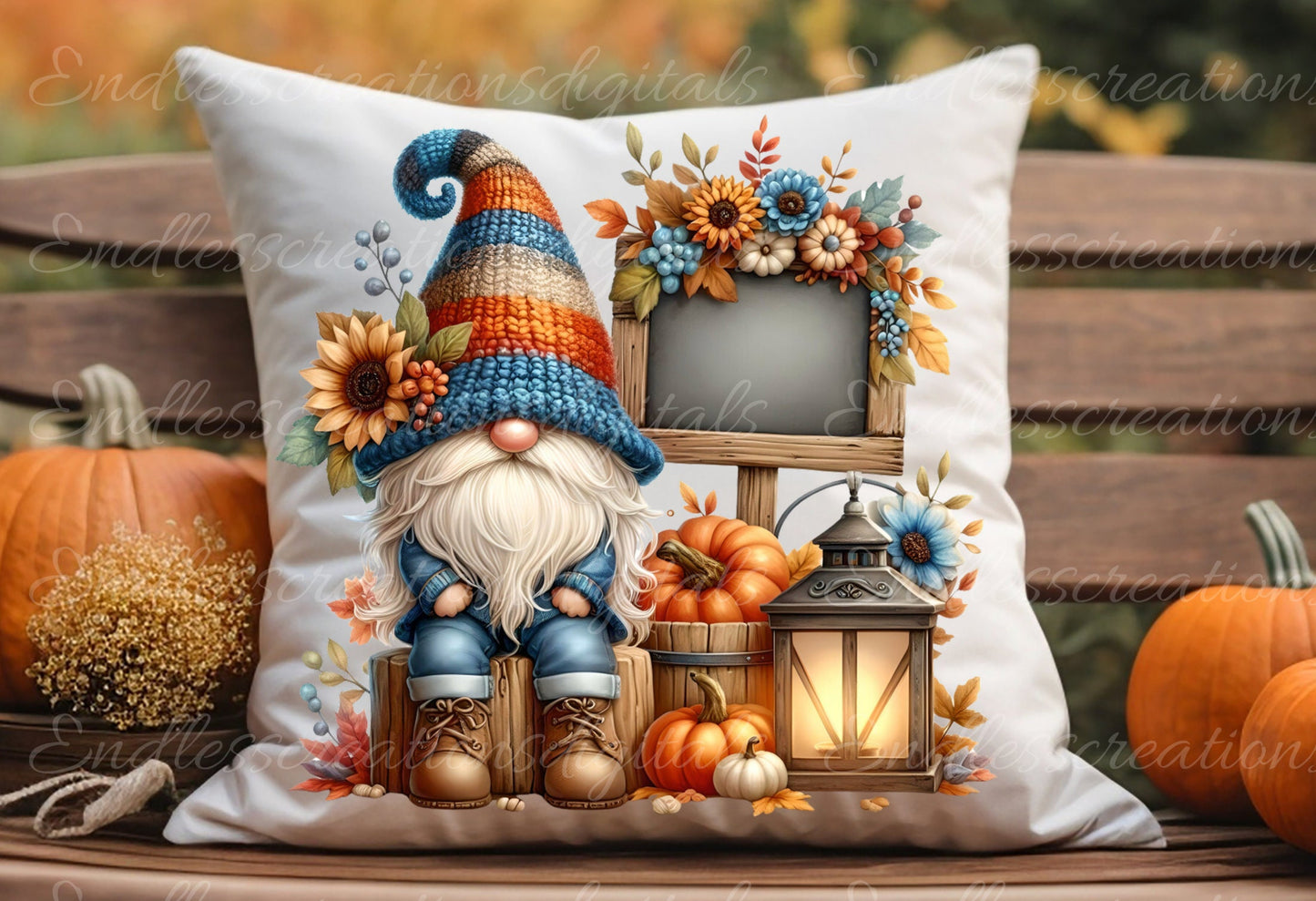 FALL GNOMES pillow covers, tea towel, tote bags etc. sublimation package of 5 high definition 300 Dpi, transparent
