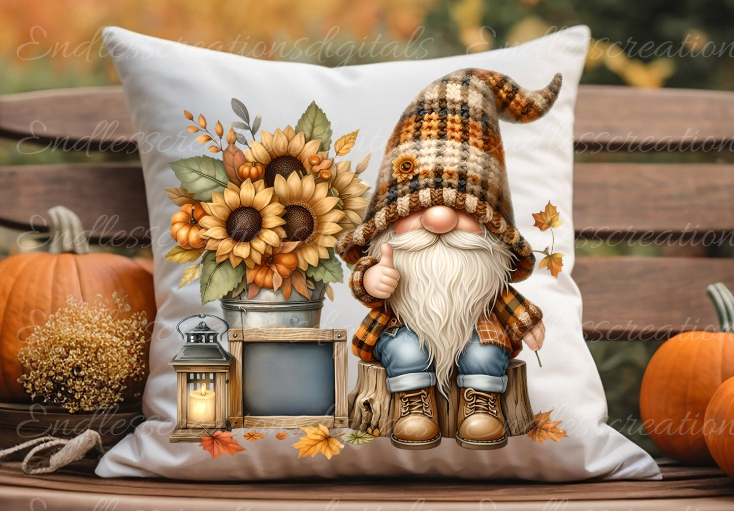 FALL GNOMES pillow covers, tea towel, tote bags etc. sublimation package of 5 high definition 300 Dpi, transparent