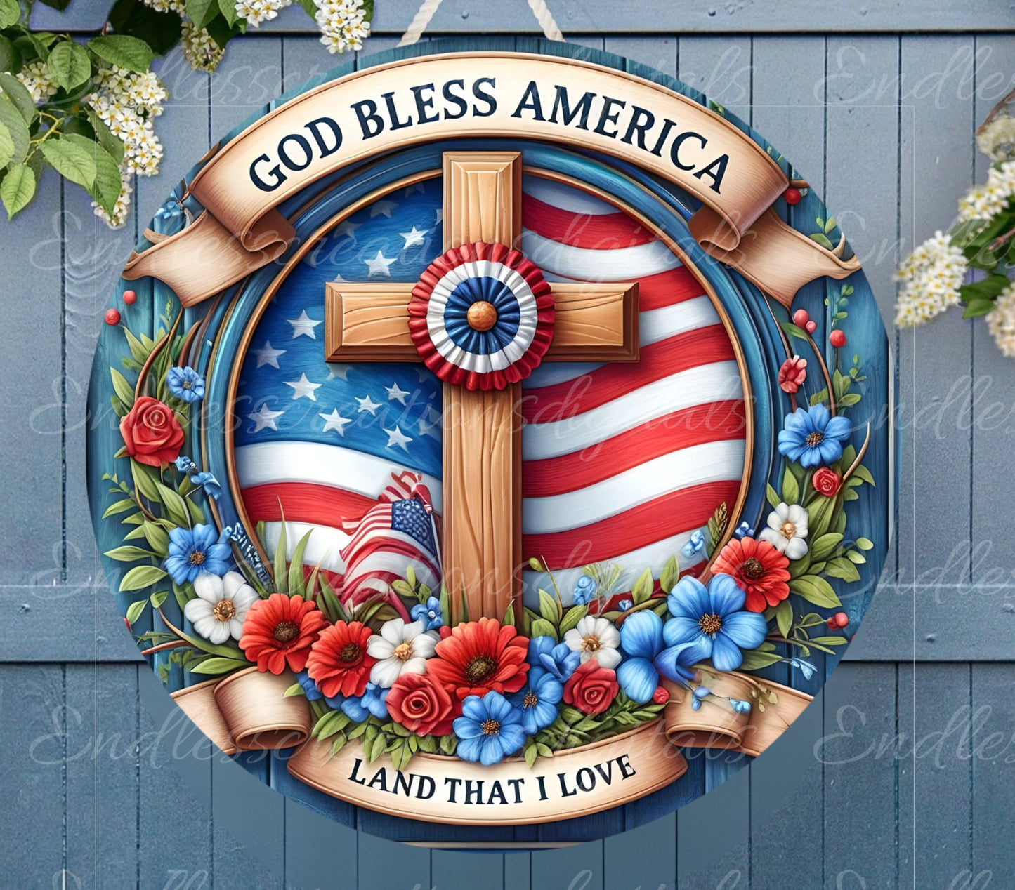 PATRIOTIC WELCOME door hanger, wreath sign png, for sublimation high resolution,