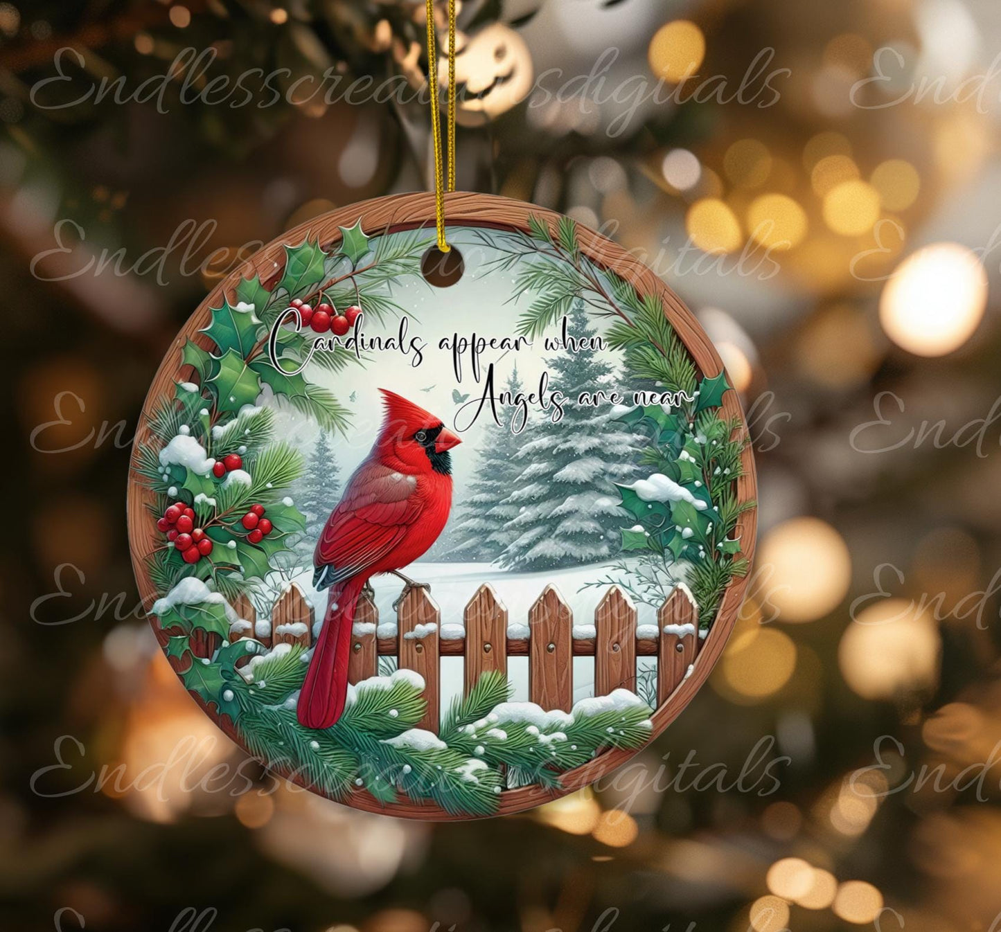 WINTER MEMORIAL CARDINALS Door hanger, wreath sign, round cutting board ornament, resize, sublimation high resolution 2 files 1 add own text