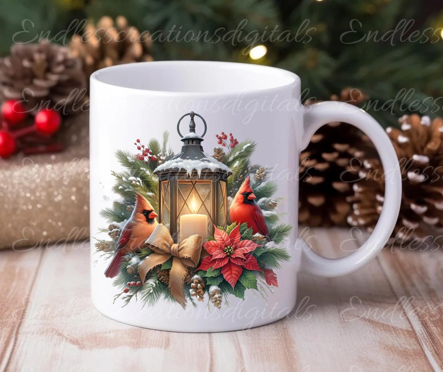 LANTERN CARDINALS PILLOW CHRISTMAS TRANSPARENCIES