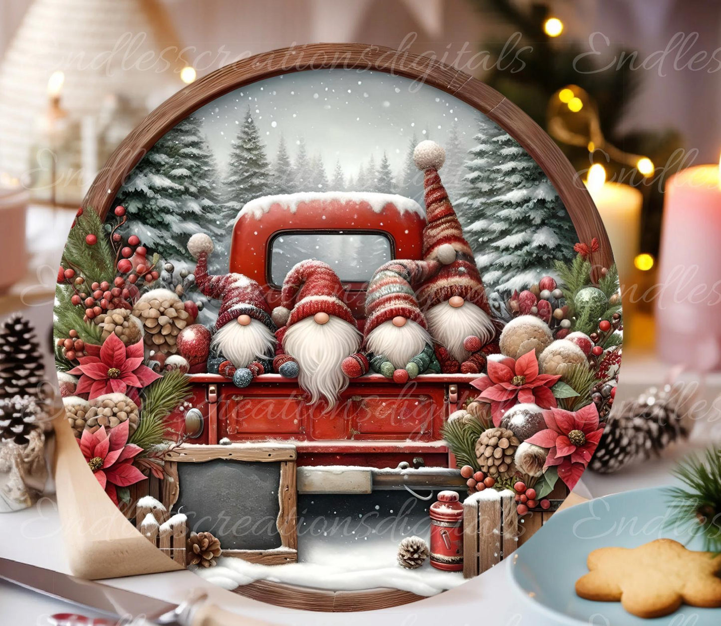 GNOME FOR THE Holidays door hanger, wreath sign, round cutting board, ornament, for sublimation high resolution, 2 files, 1 blank