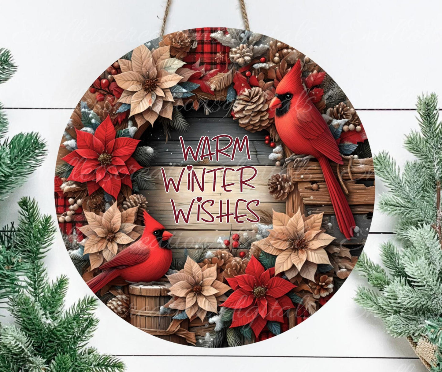 WINTER CARDINALS ROUND