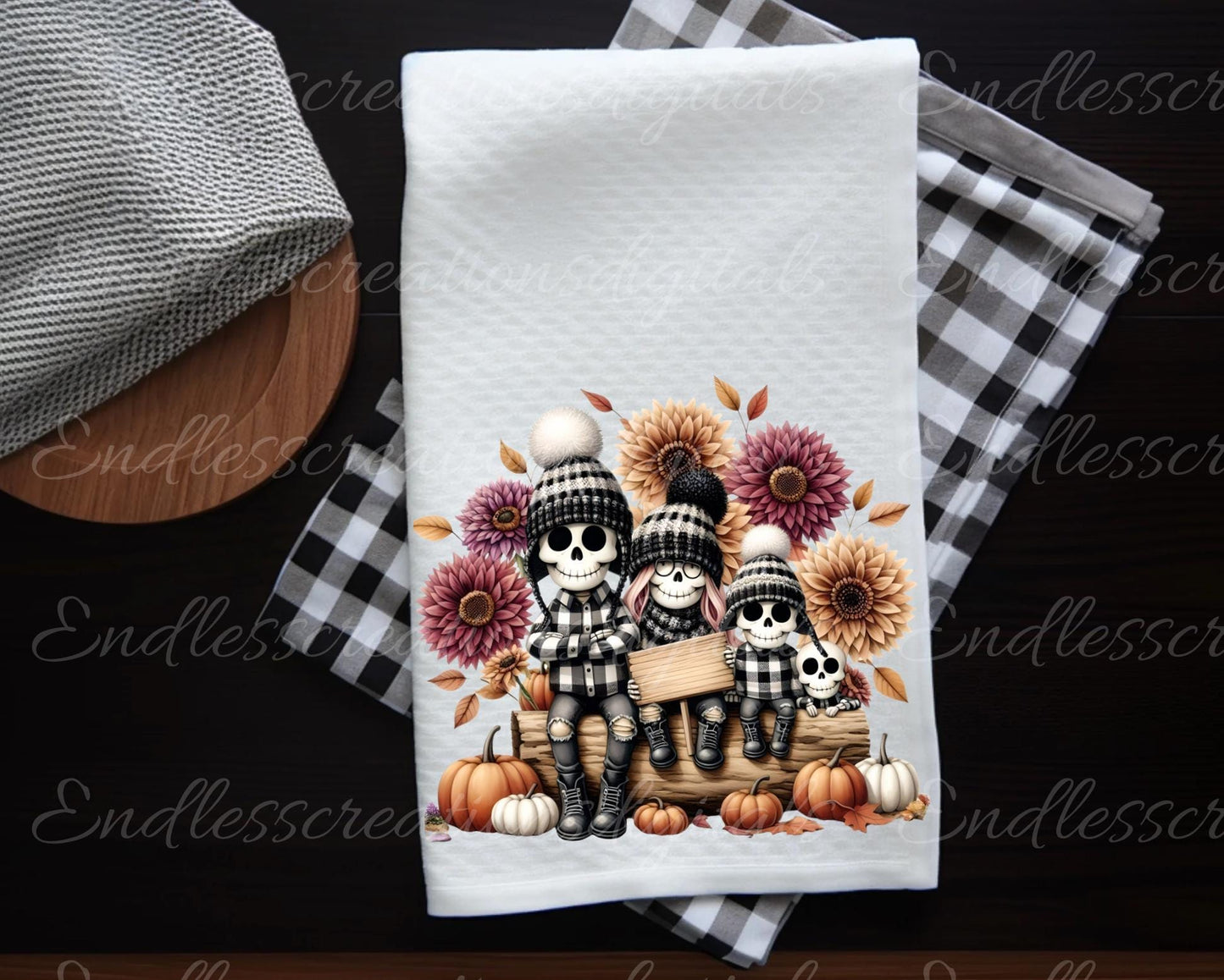 FALL SKELETON PILLOW covers, tea towel, tote bags etc. sublimation package of 5 high definition 300 Dpi, transparent, add your own text