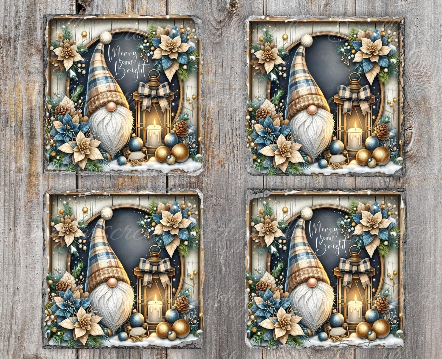 WINTER GNOME SQUARE door hanger, wreath sign, square cutting board, coasters for sublimation high resolution 2 files, 1 add your own text