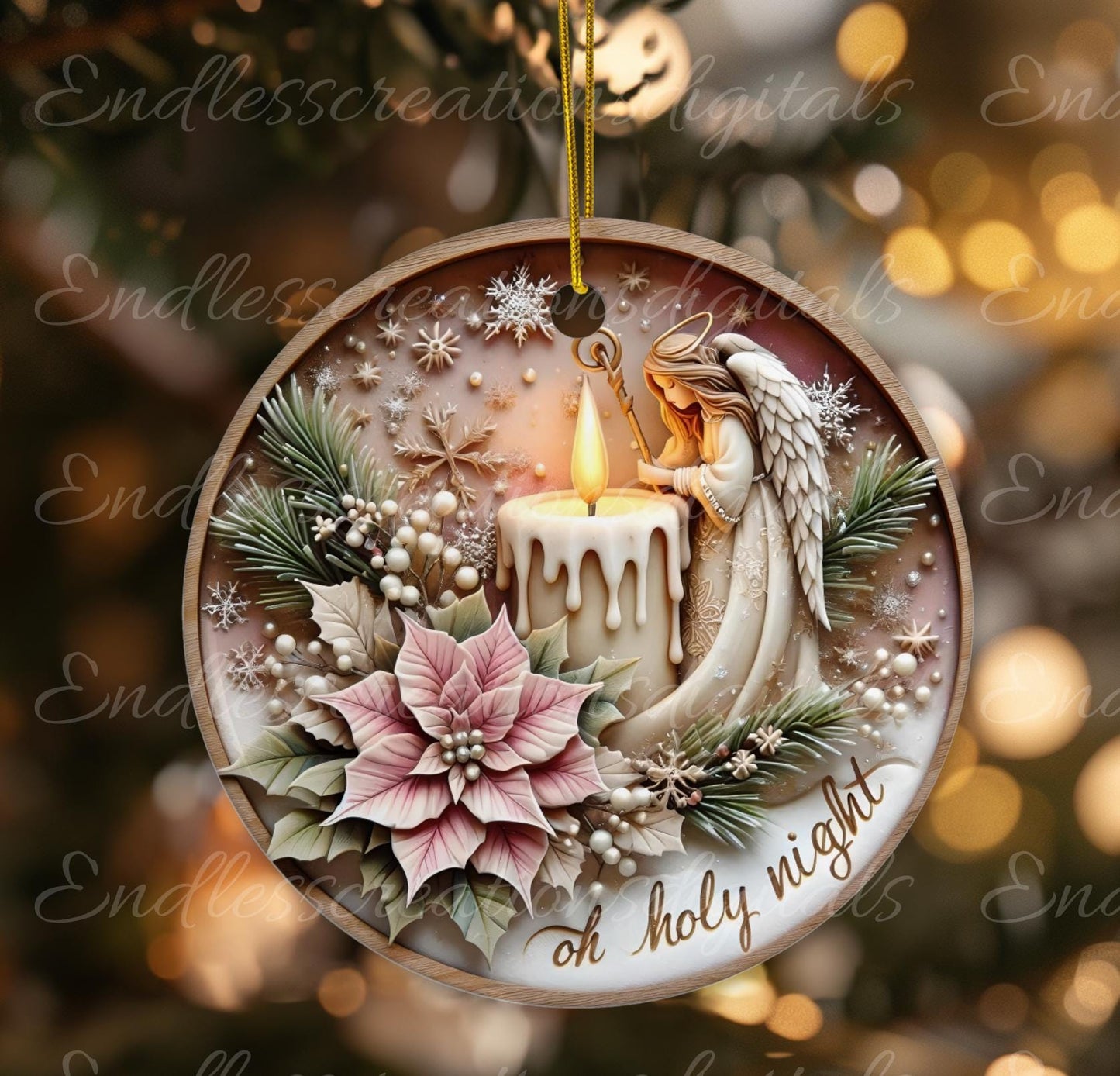 CANDLE ANGEL WINTER round door hanger, wreath sign, round cutting board, coasters for sublimation high resolution, resize, 2 files 1 blank