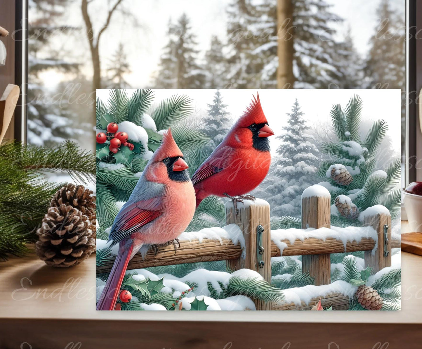 WINTER CARDINALS cutting board sublimation sublimation high resolution, 300 dpi, 1 file for download can be resized