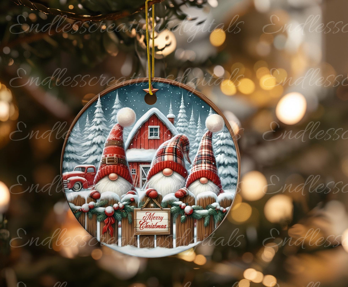 CHRISTMAS GNOMES Door hanger, wreath sign round cutting board ornament resize sublimation high resolution 2 files for download 1 add text
