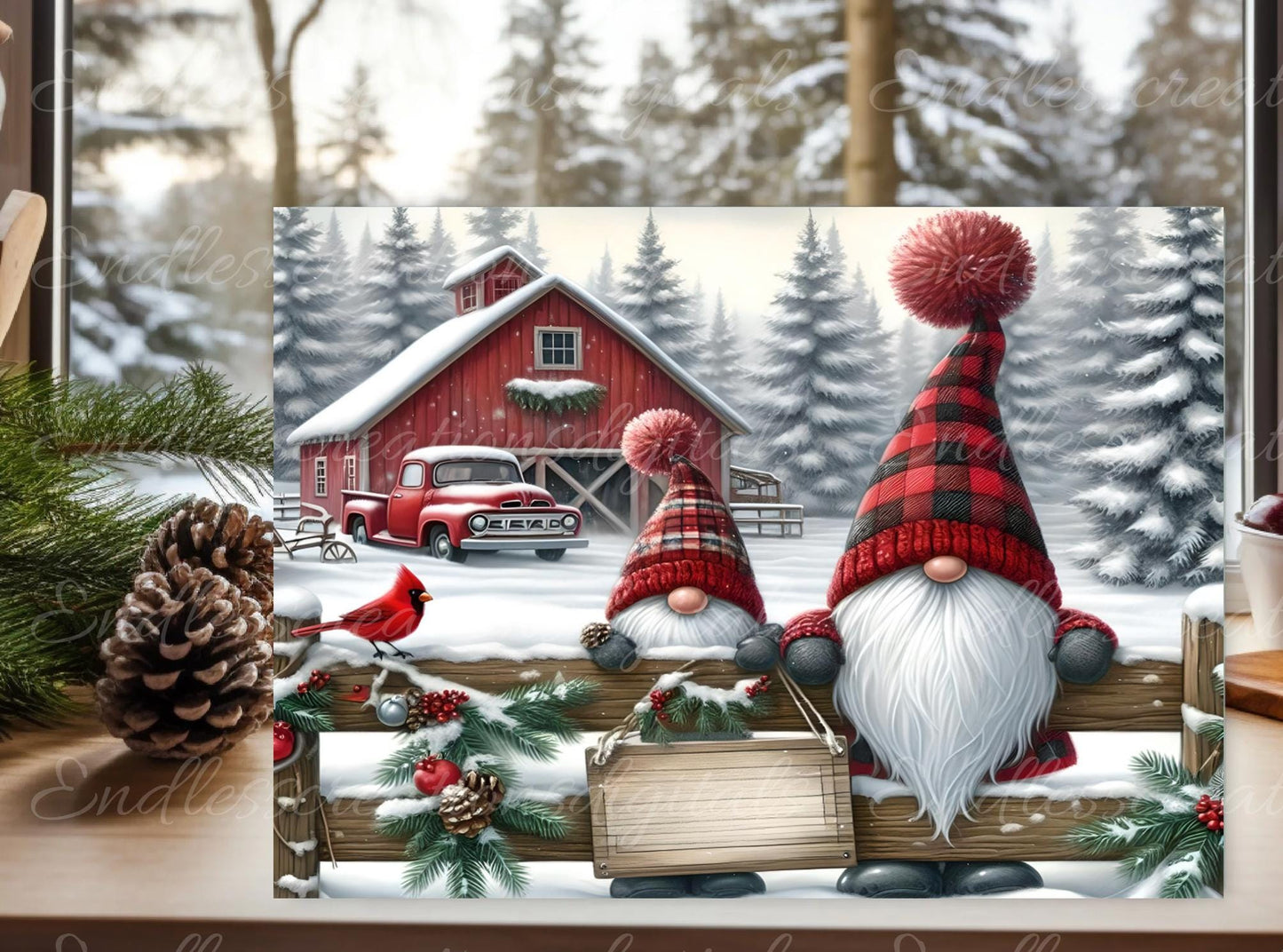 WINTER GNOMES cutting board sublimation sublimation high resolution, 2 files for download, 1 add your own text, can be resized
