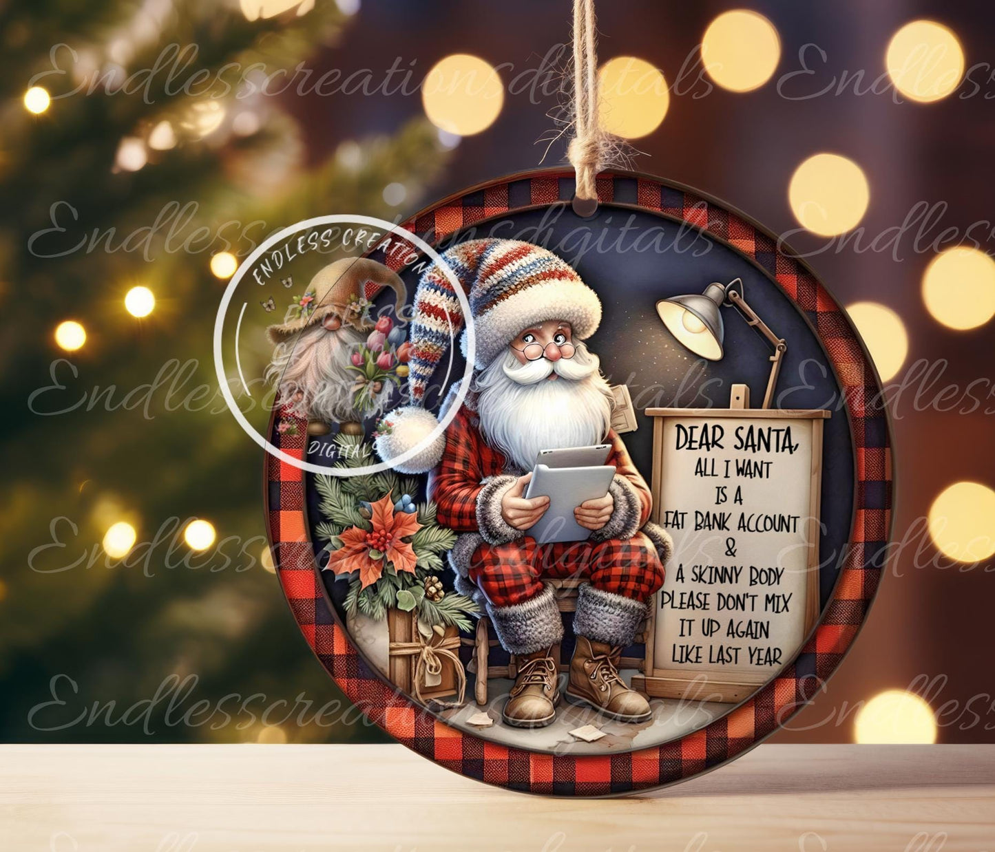 SANTA ALL I WANT ORNAMENT CHRISTMAS