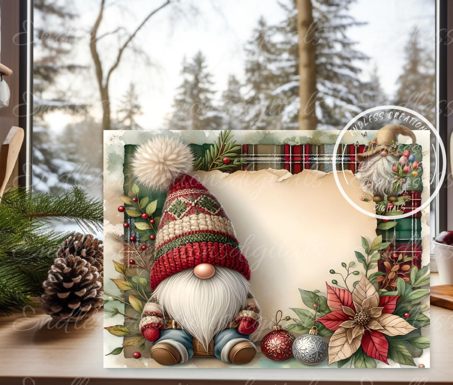 WINTER GNOME RECTANGLE CUTTING BOARD