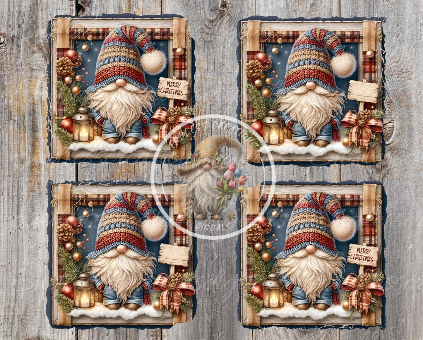SQUARE WINTER GNOME Door hanger, wreath sign square cutting board, coasters can resize, for sublimation high resolution 2 files, 1 add text