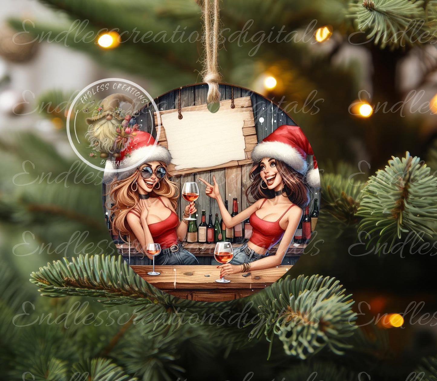 OLD SENILE FRIENDS ornament, Door Hanger for sublimation high resolution 2 files for download 1 add your own text