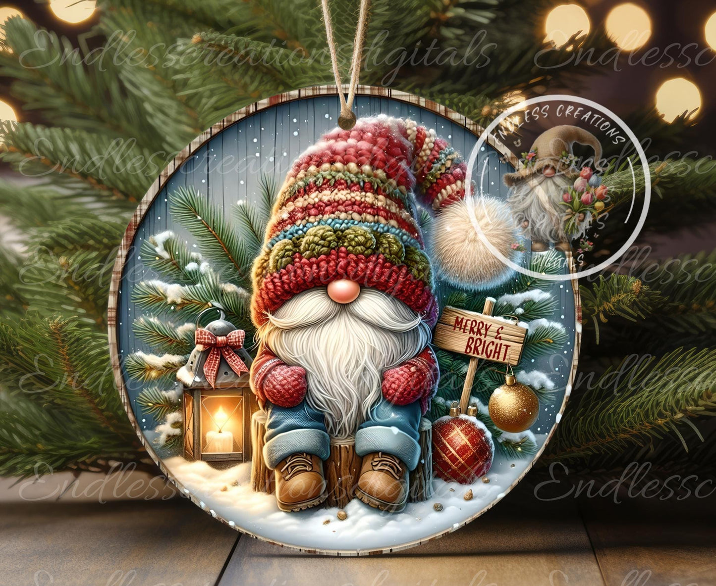 ROUND WINTER GNOME Door hanger, wreath sign square cutting board, coasters can resize, for sublimation high resolution 2 files, 1 add text
